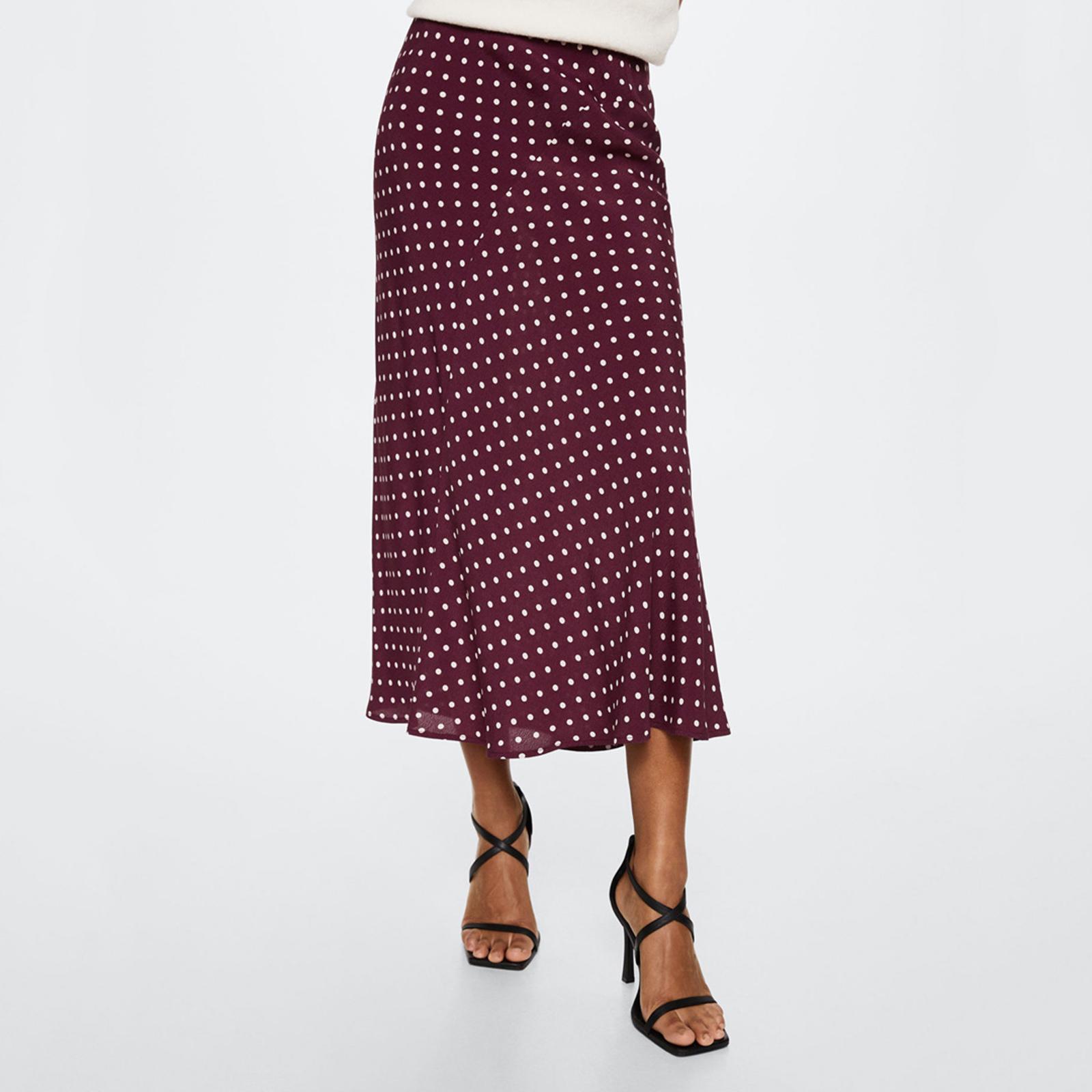 Maroon Polka Dots Midi Skirt BrandAlley