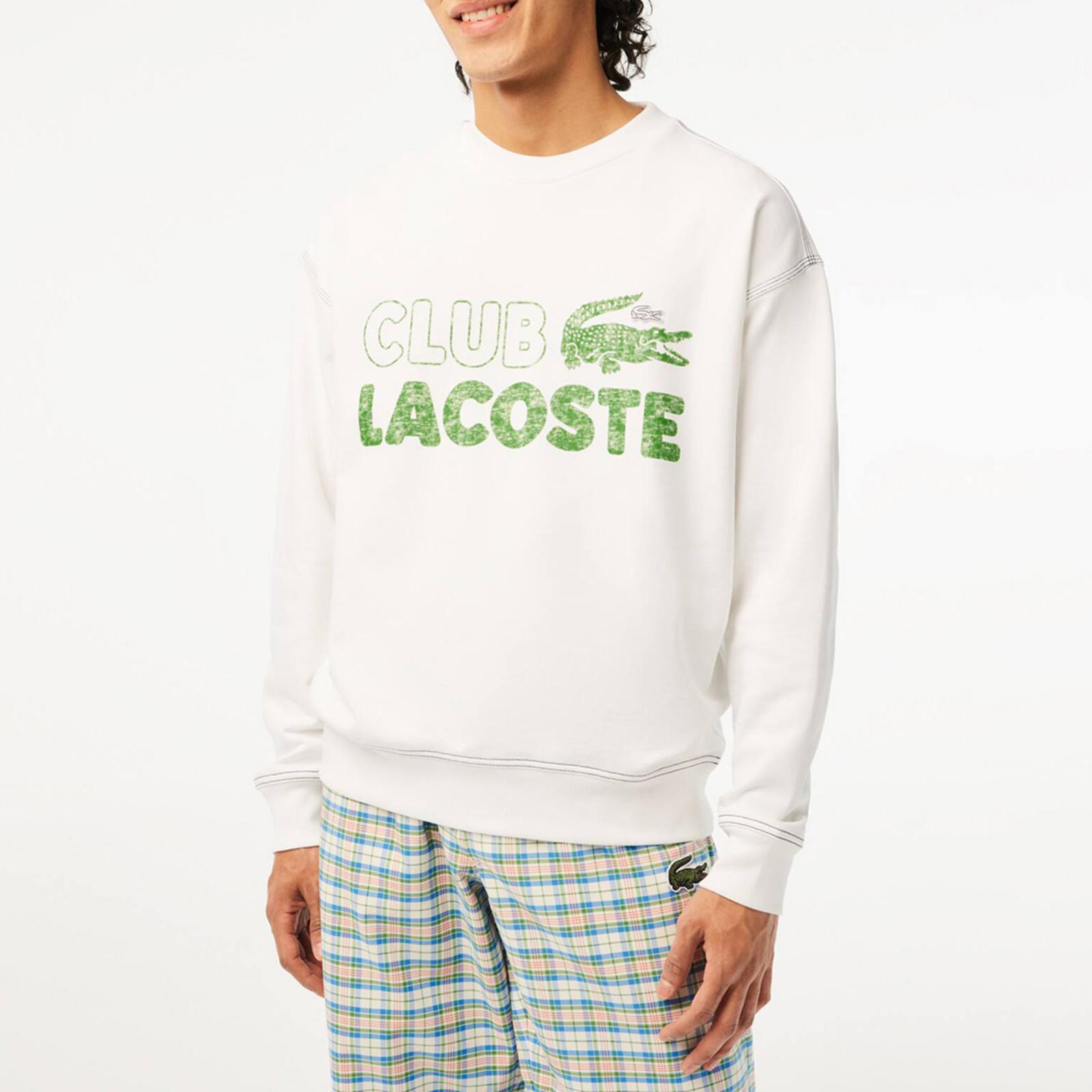 White Club Lacoste Crew Neck Sweatshirt BrandAlley