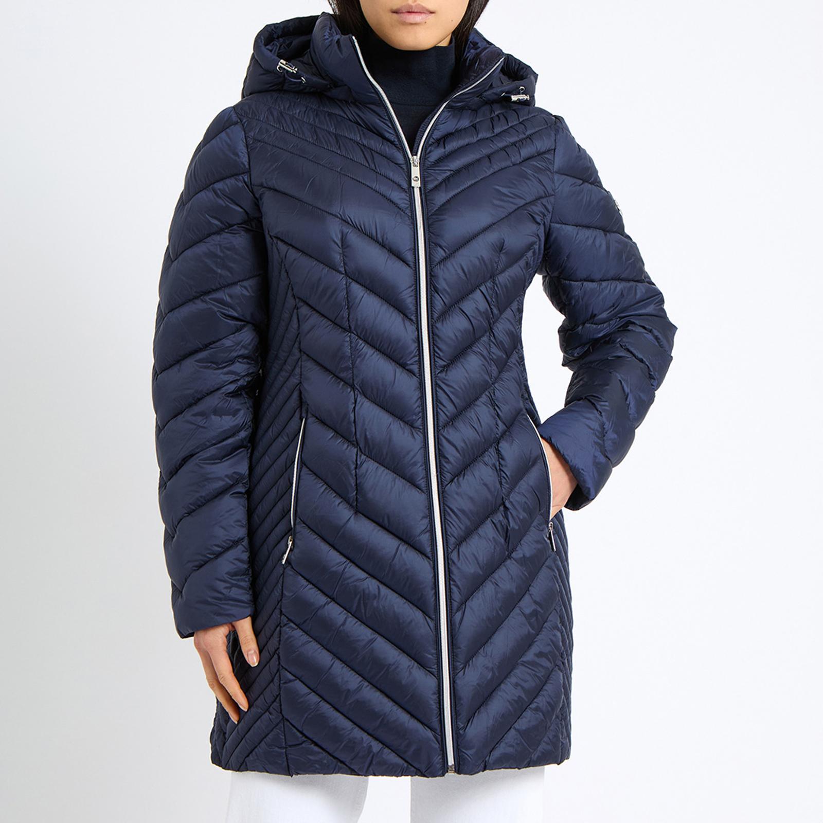 Navy Long Chevron Coat BrandAlley