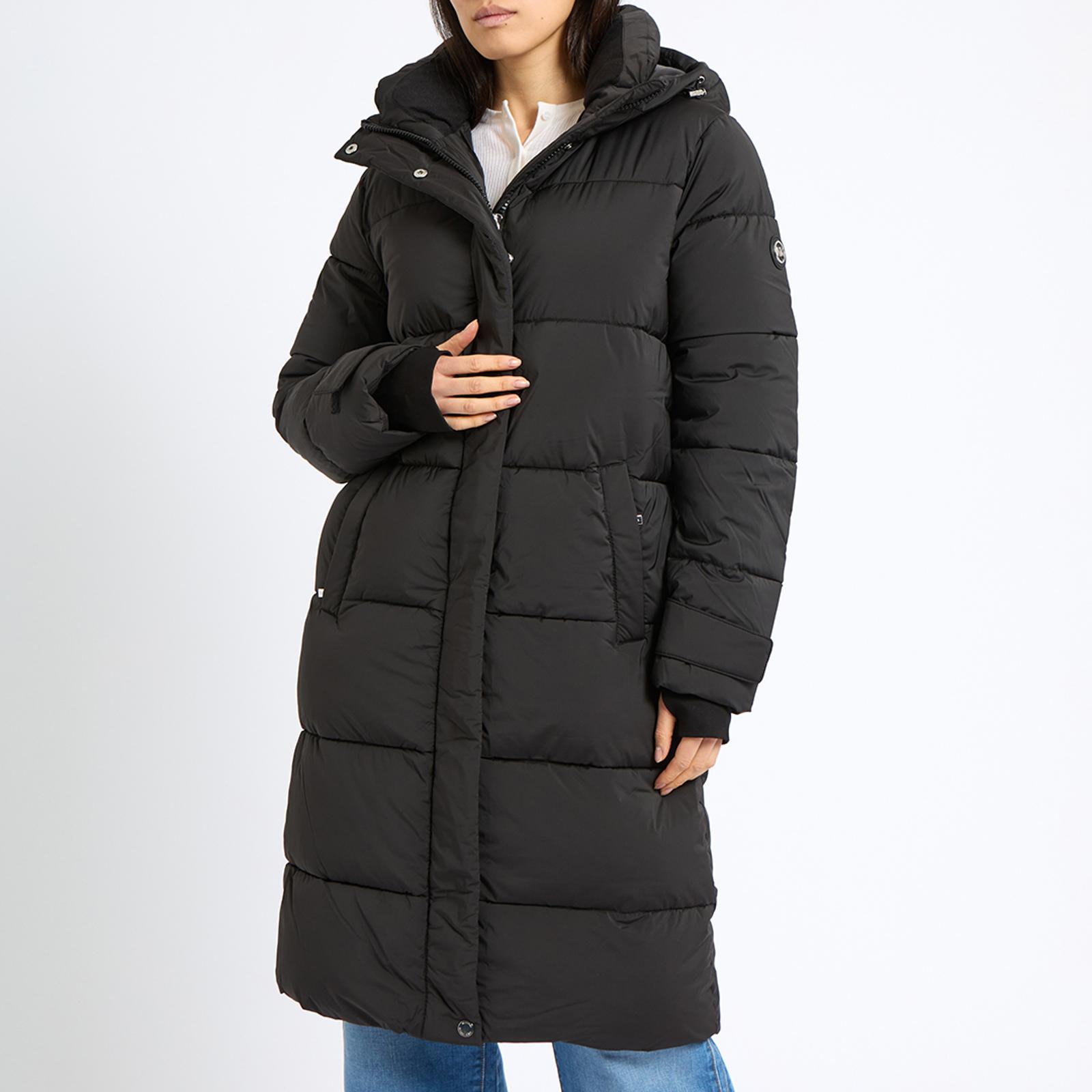 Black Hooded Longline Puffer Coat BrandAlley
