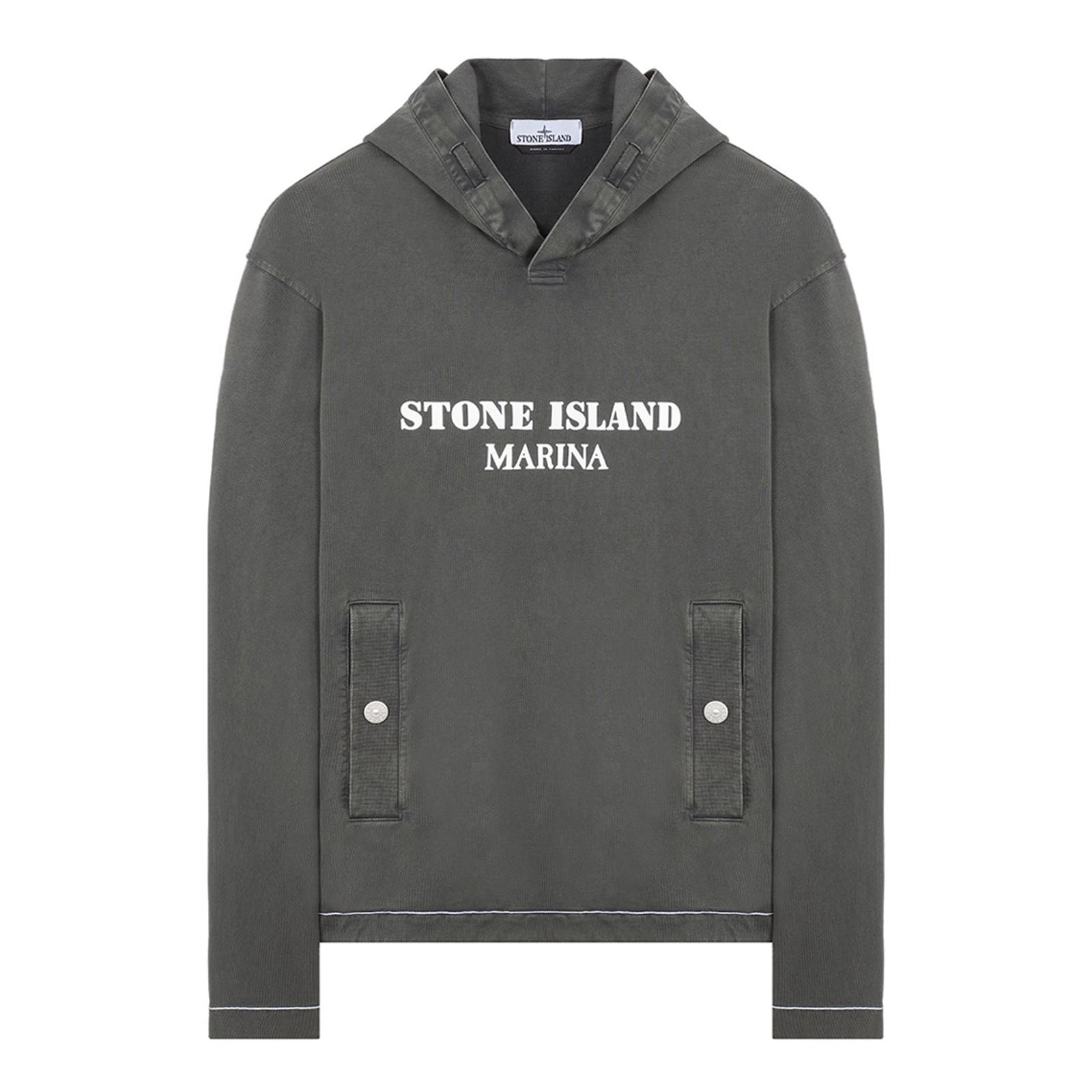 Charcoal MARINA Garment Dyed Jersey Cotton Hoodie
