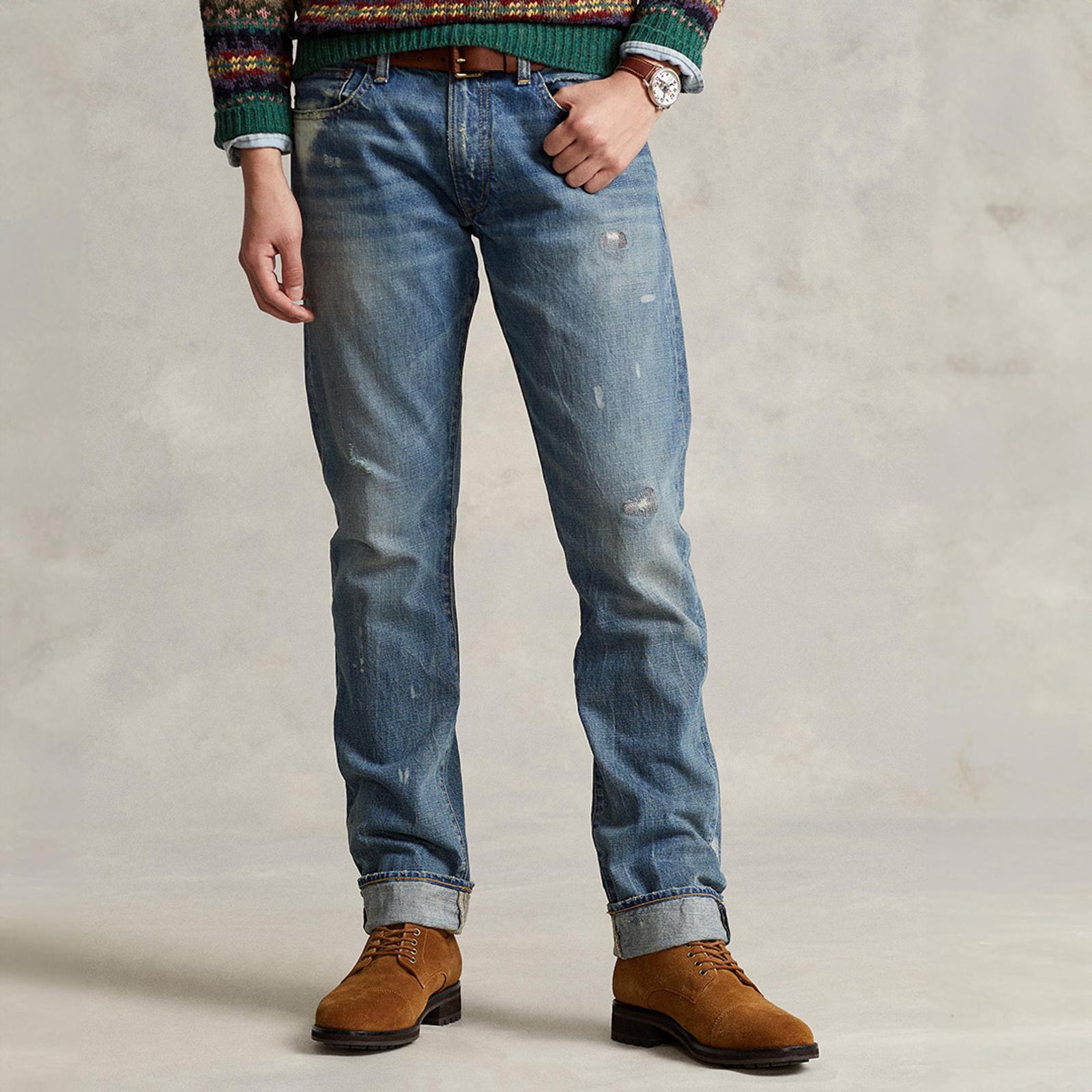 Blue Varick Slim Straight Distressed Jeans BrandAlley