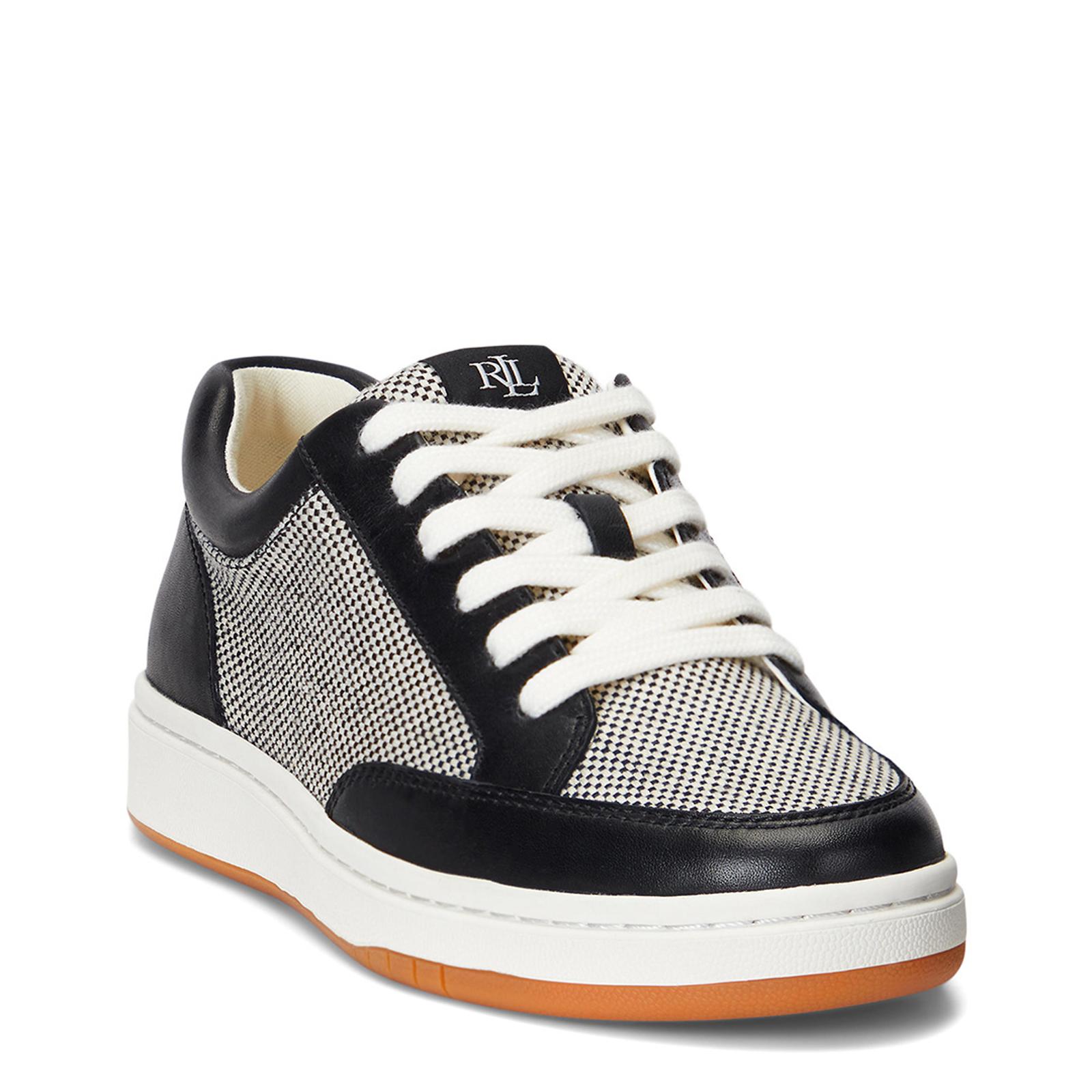Black Hailey Canvas Leather Trainers BrandAlley