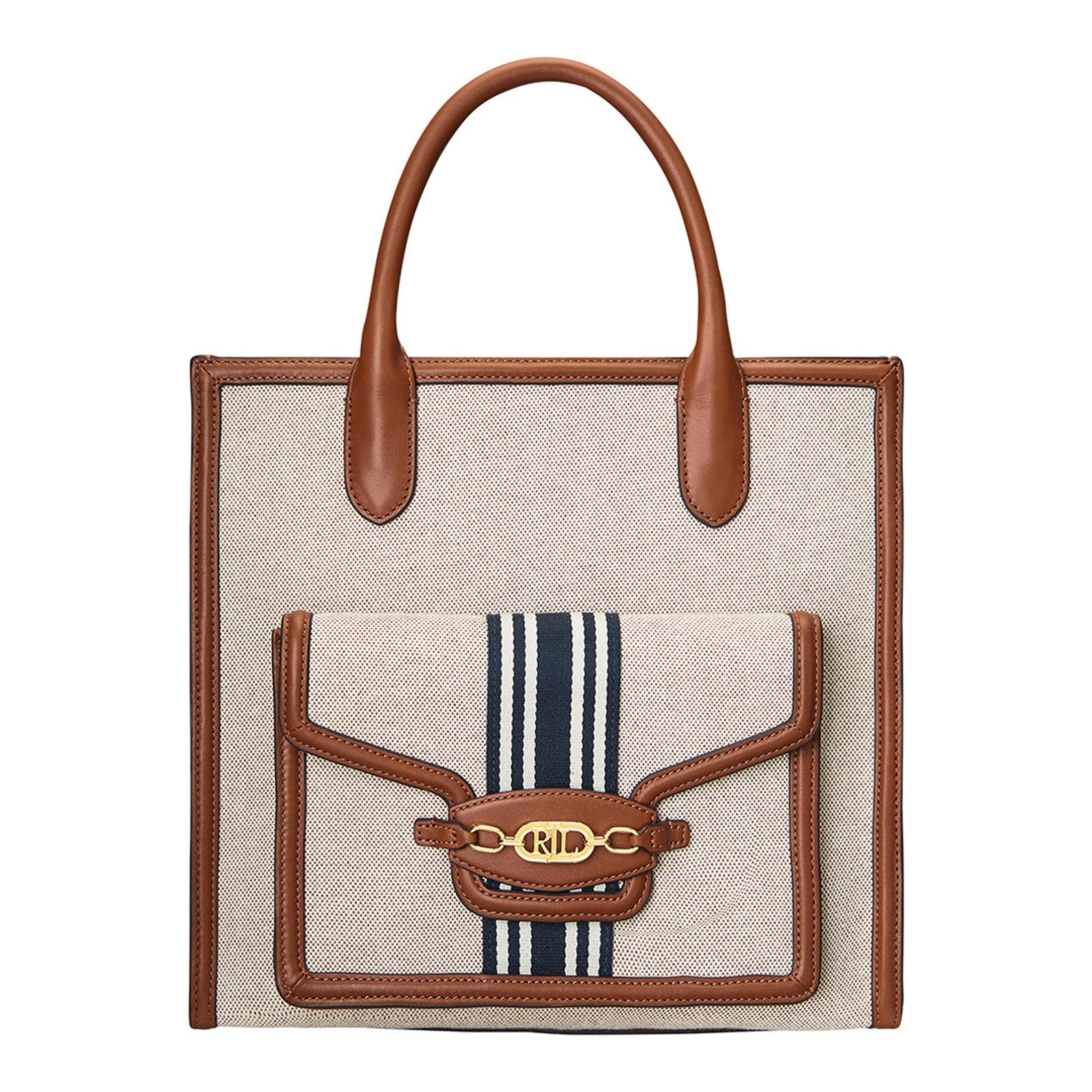 Tan Symone Canvas Leather Tote Bag BrandAlley