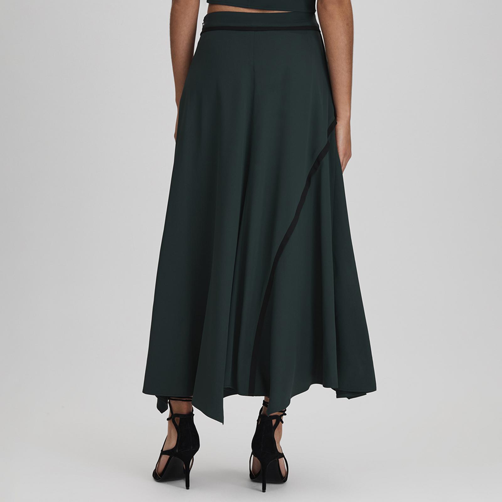 Green Sara Tipped Detail Midi Skirt BrandAlley