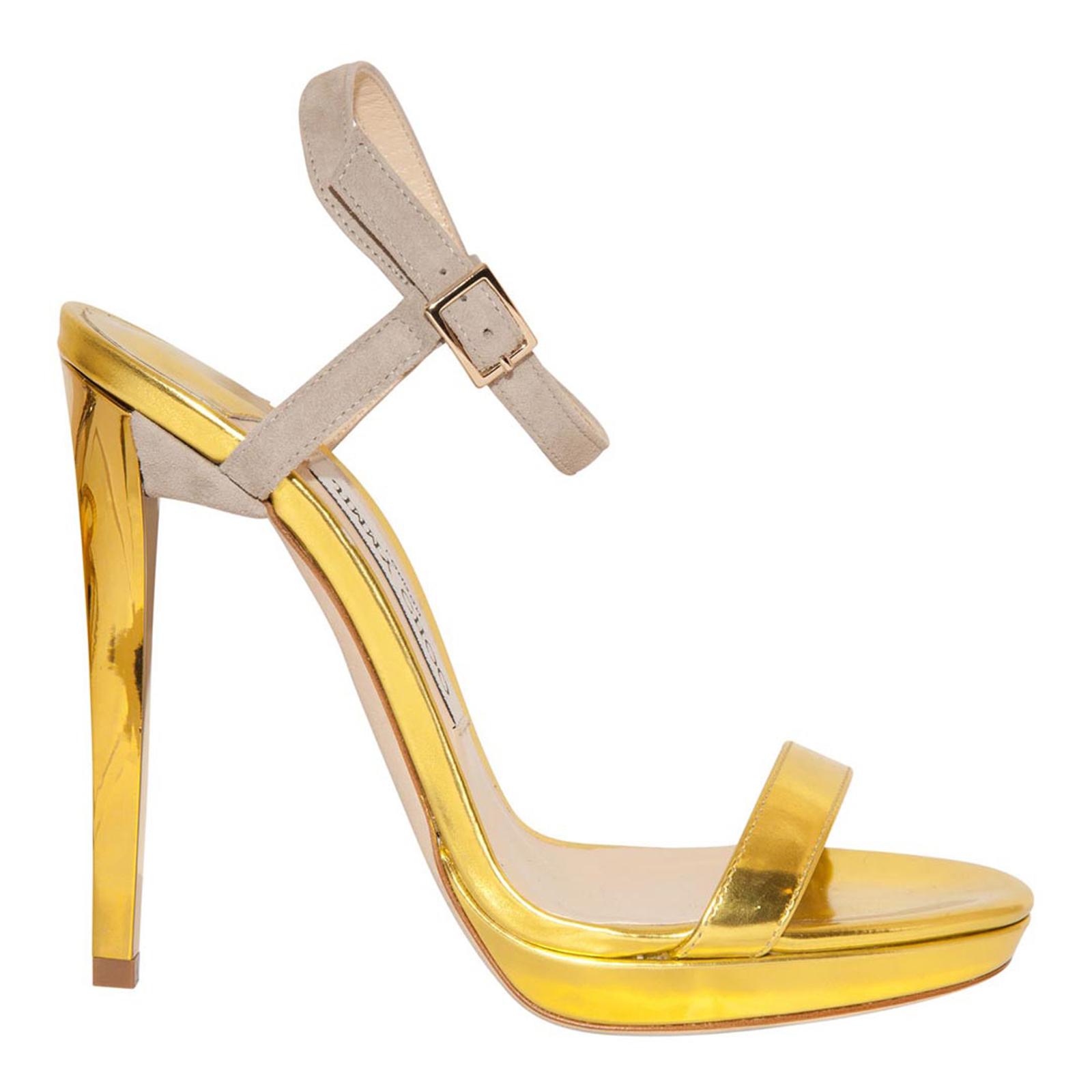 Gold Patent Leather Claudette Stiletto Heel 12cm - BrandAlley