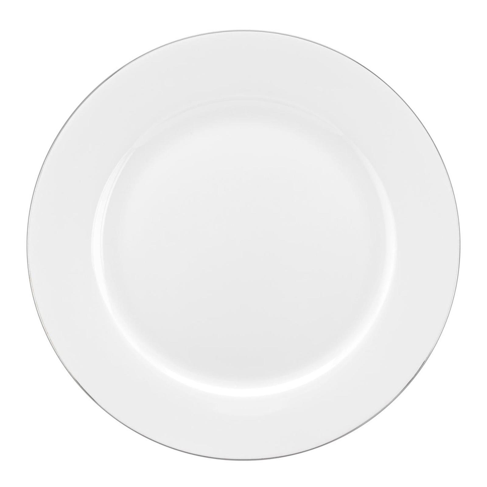 Set of Four White Serendipity Platinum Fine China Dinner Plates