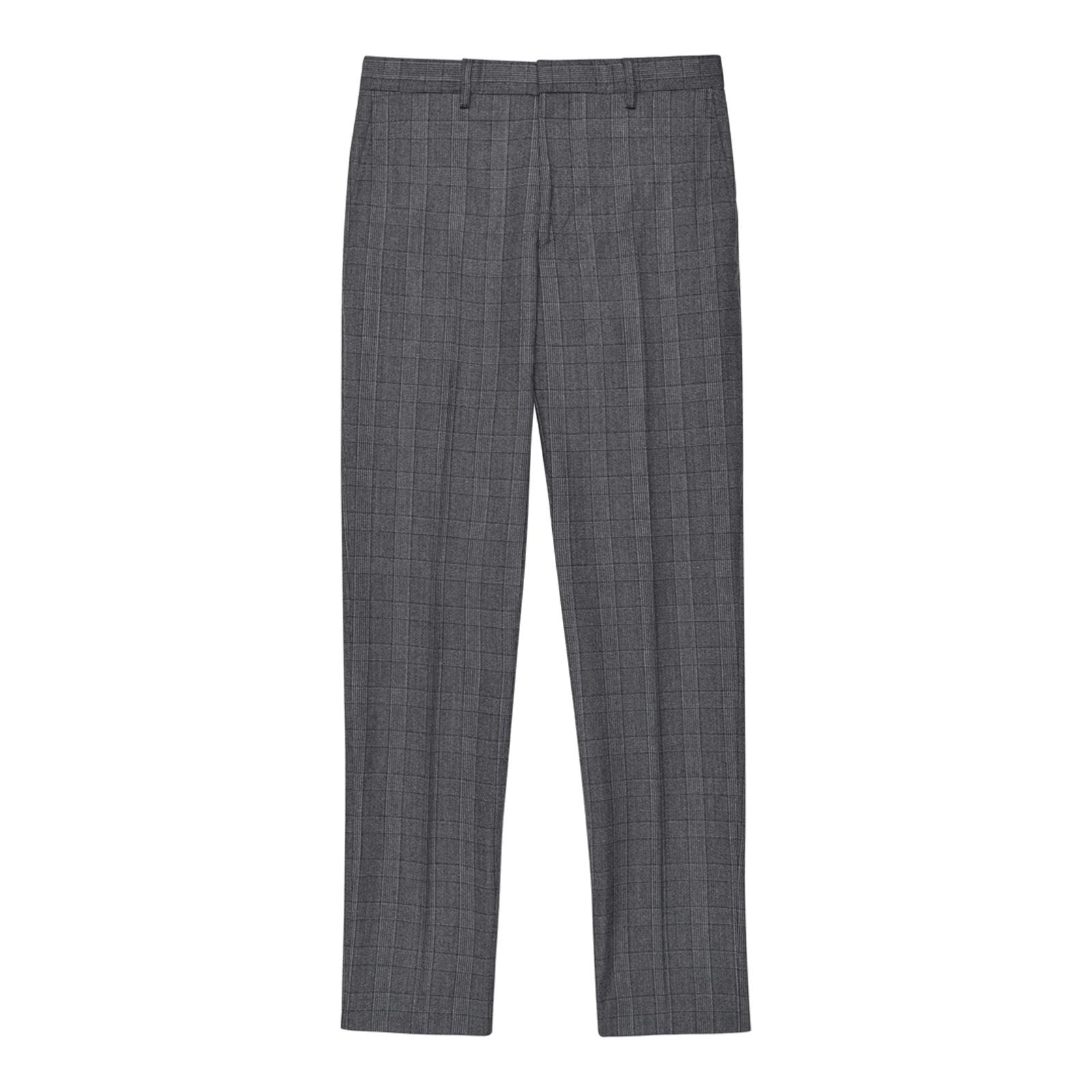Grey Prince Of Wales Check Wool Trousers - BrandAlley
