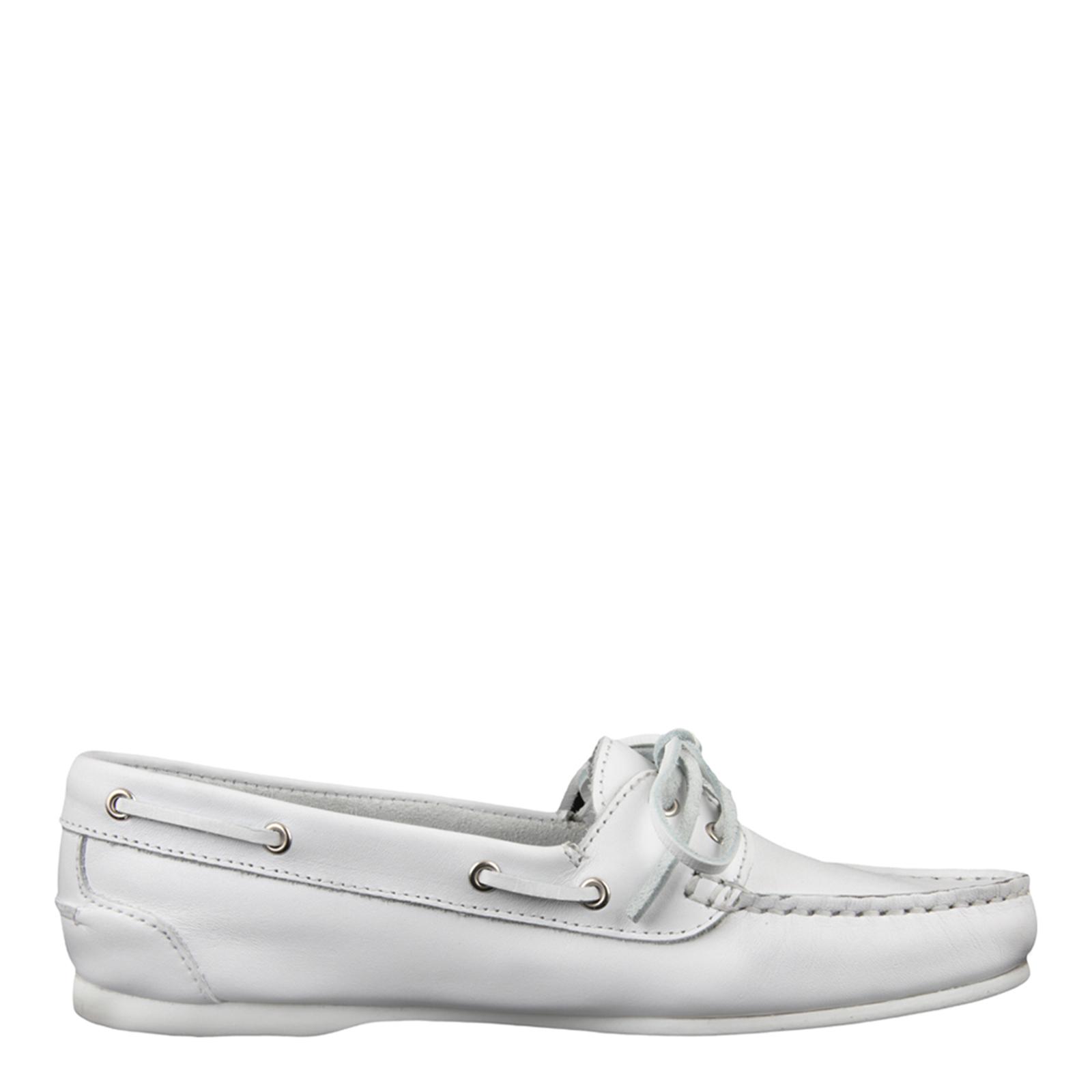 Women's White Leather Boat Shoes - BrandAlley