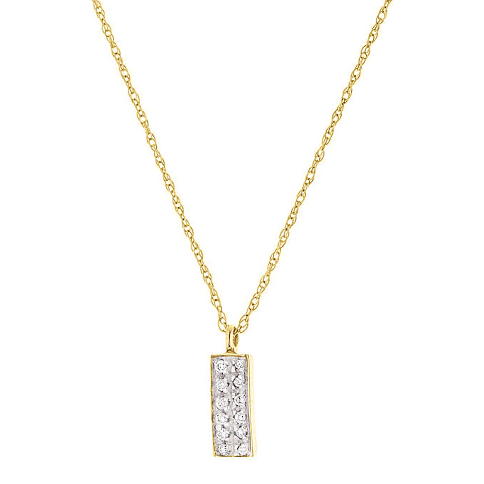 Yellow Gold Rectangular Diamond Necklace - BrandAlley