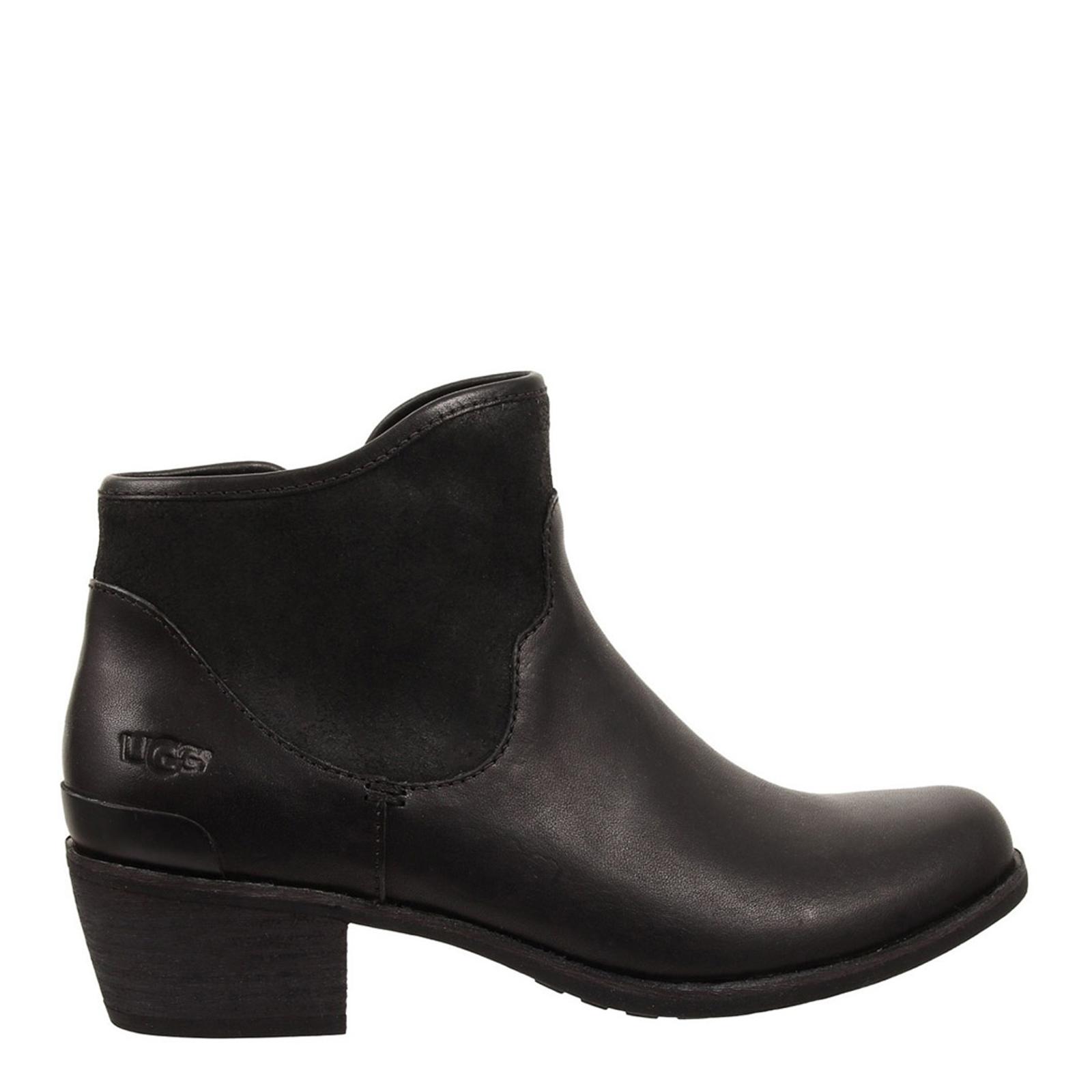 Black Leather Penelope Flat Ankle Boots - BrandAlley