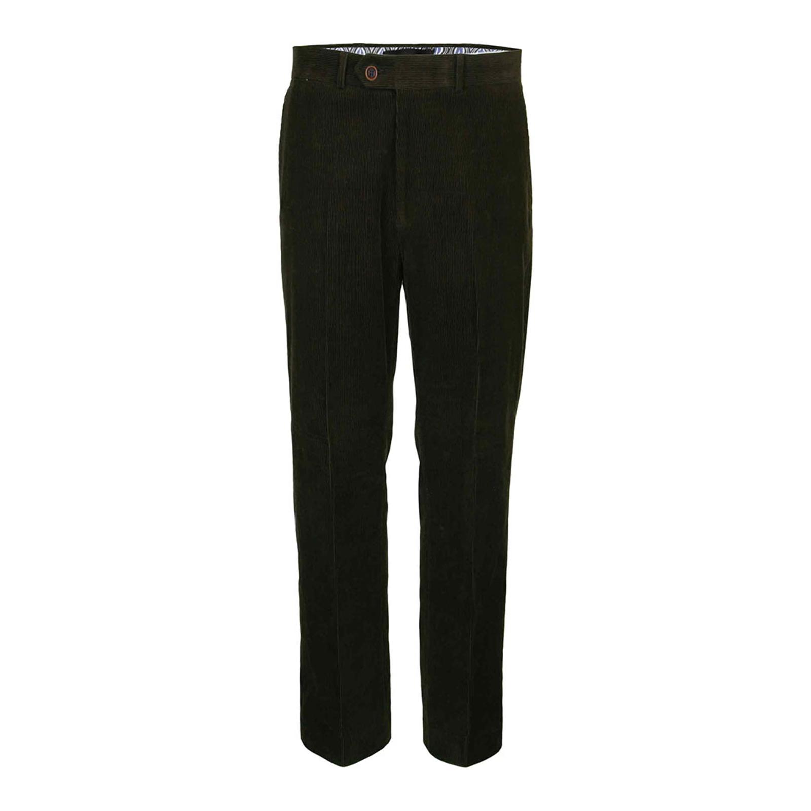 Dark Green Corduroy Cotton Blend Trousers - BrandAlley