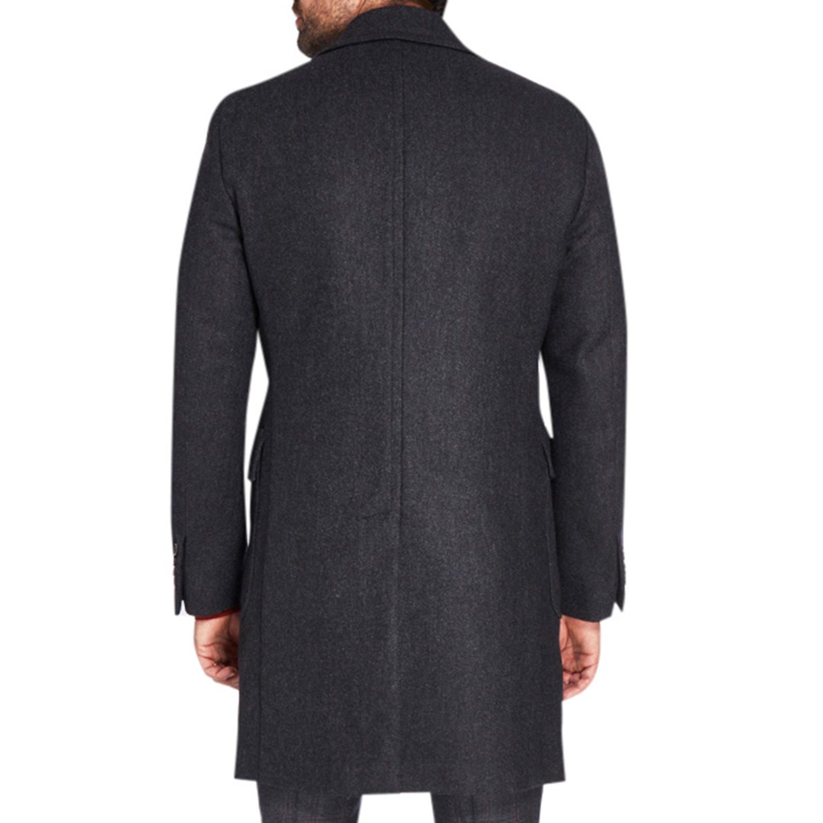 Charcoal Herringbone Wool Overcoat - BrandAlley