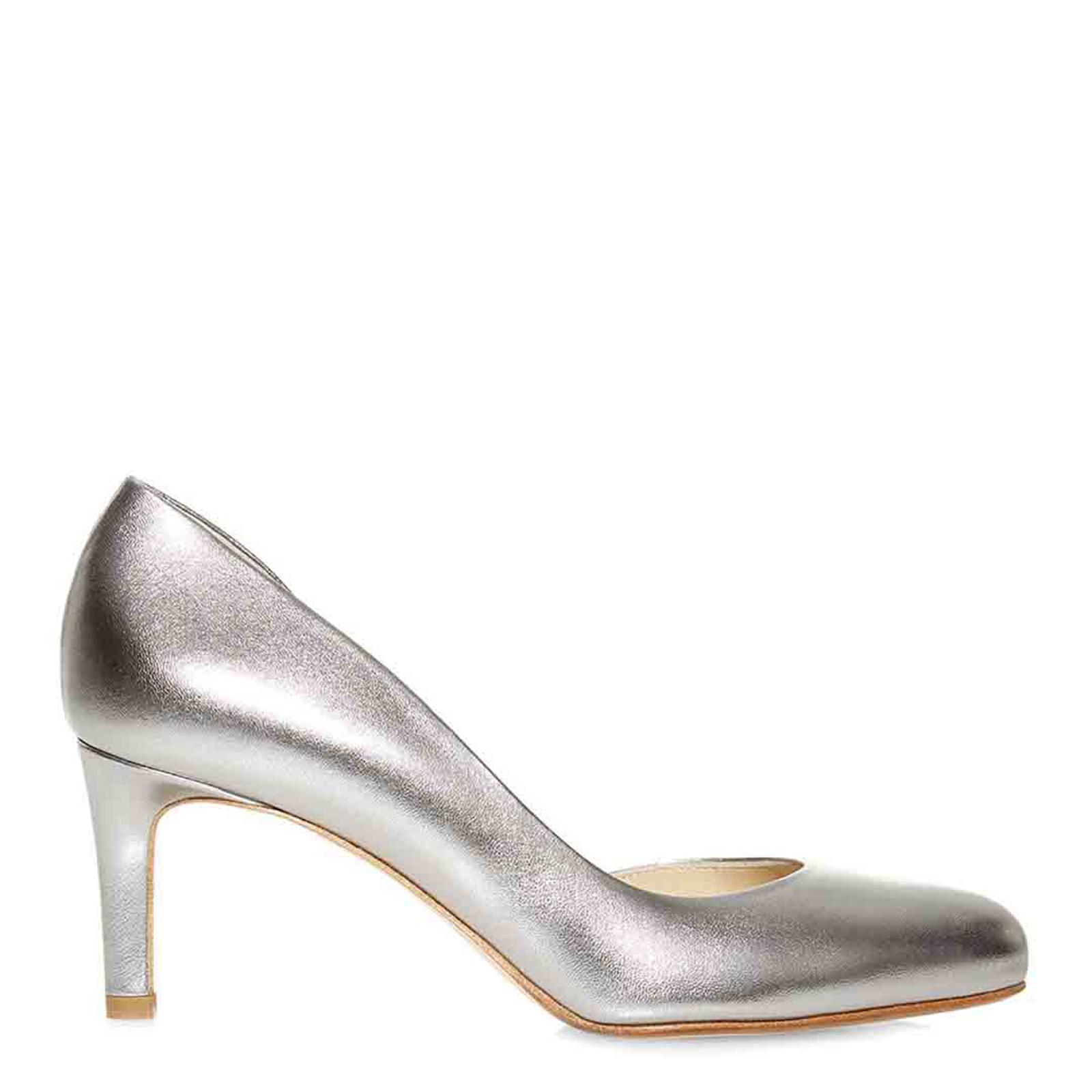Silver Tallulah Leather Court Heels - BrandAlley