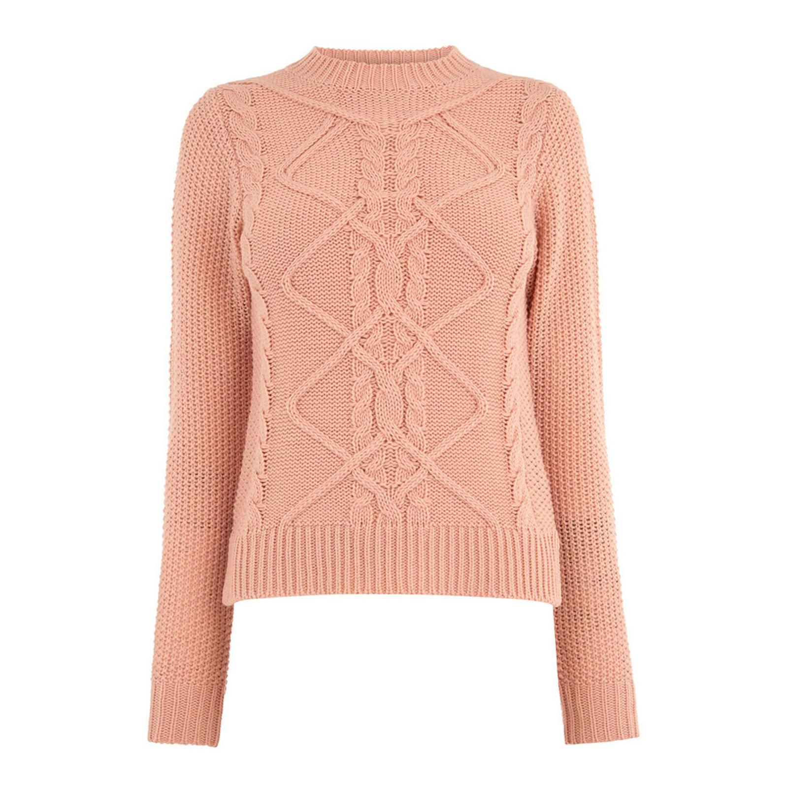 Pale Pink Nyla Cable Knit Jumper - BrandAlley