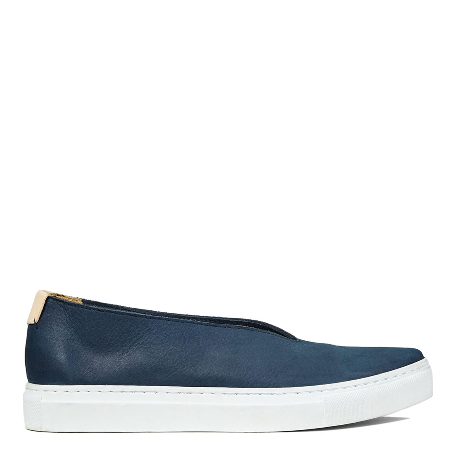 Navy Nico Front Leather Trainers - BrandAlley