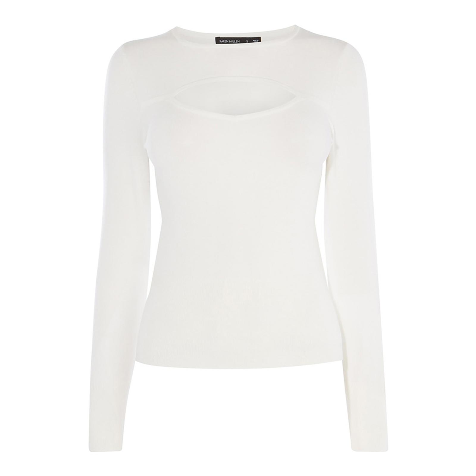 White Cut Out Knit Jumper - BrandAlley