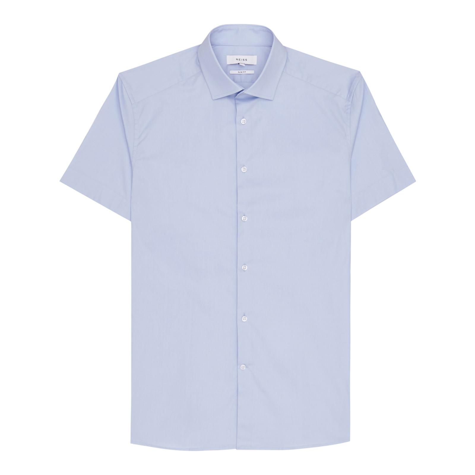 Sky Blue Redmayne Slim Cotton Stretch Shirt - BrandAlley