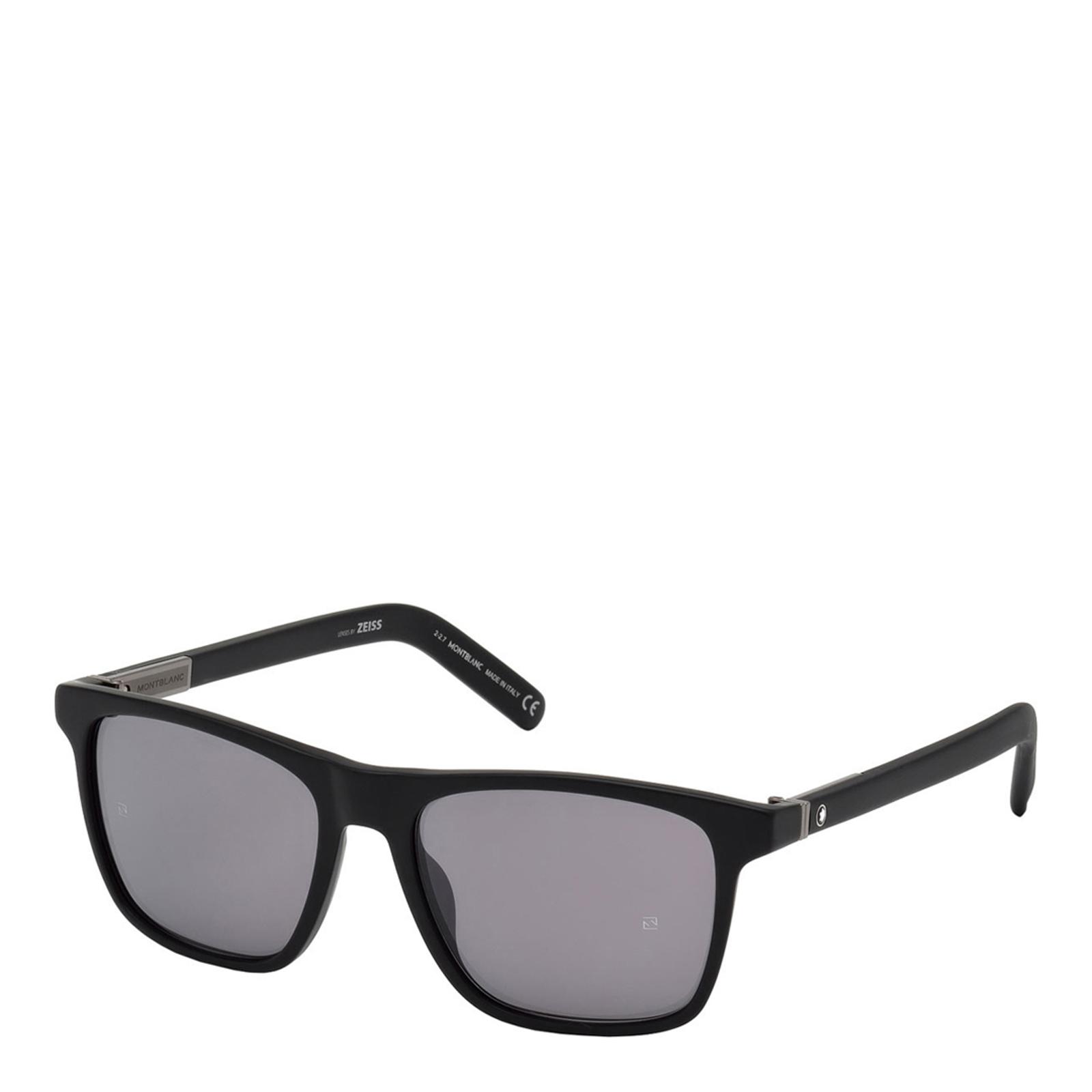 Men's Black Montblanc Square Sunglasses 56mm - BrandAlley
