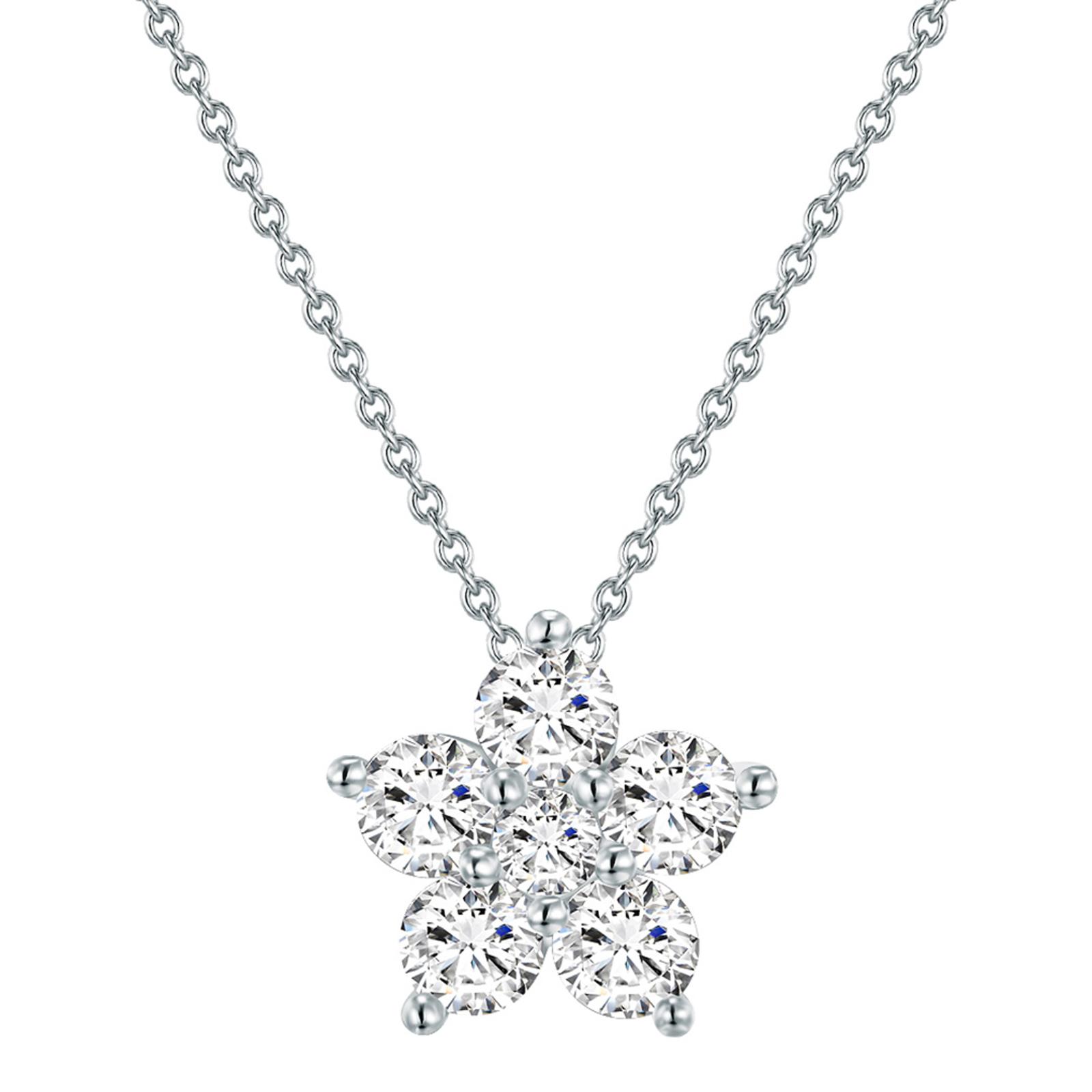 Sterling Silver Zirconia White Pendant Necklace - BrandAlley