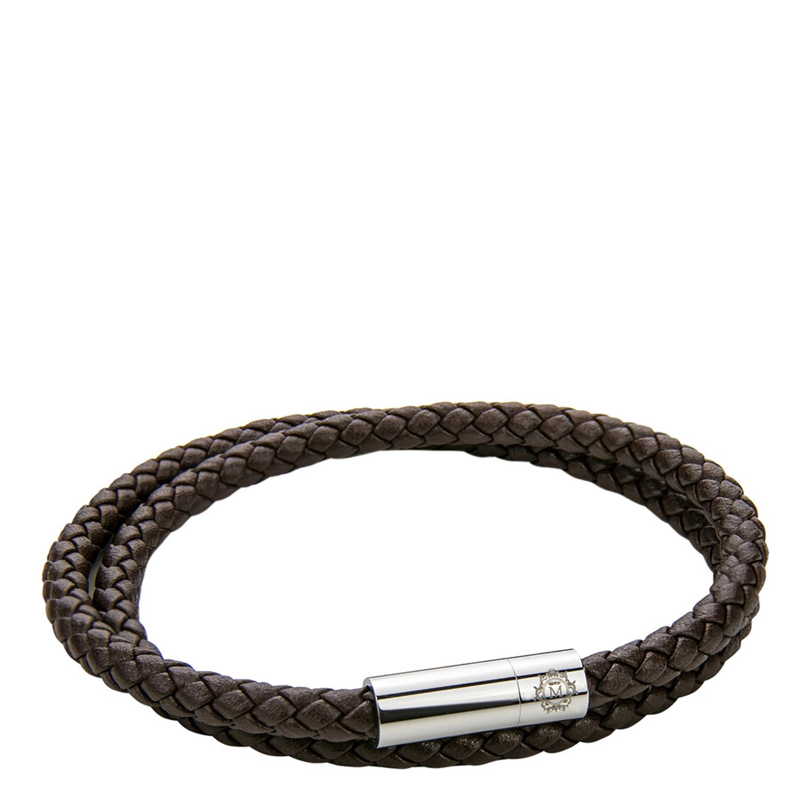 Brown Leather Braid Bracelet - BrandAlley