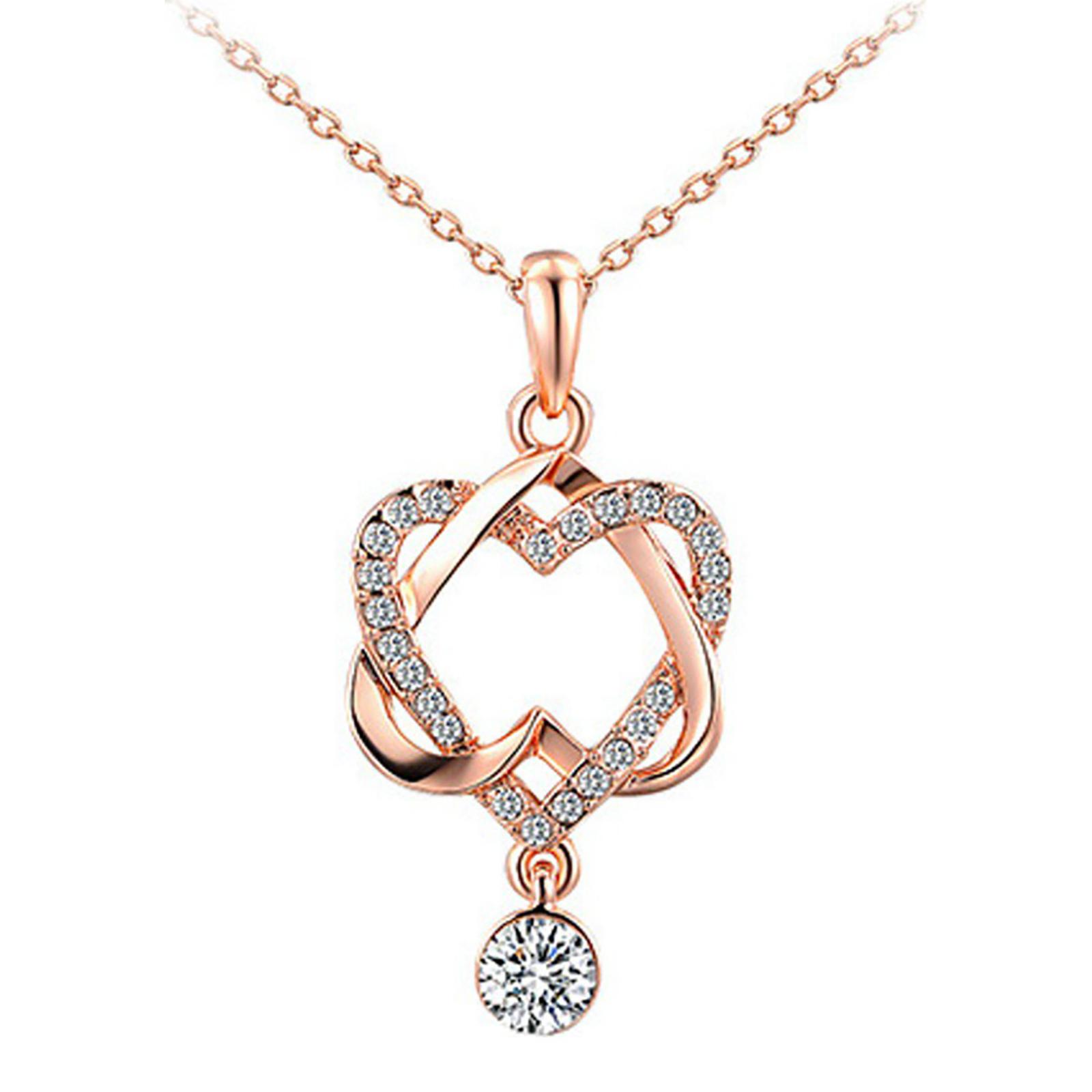 Rose Gold Plated Double Heart Necklace - BrandAlley