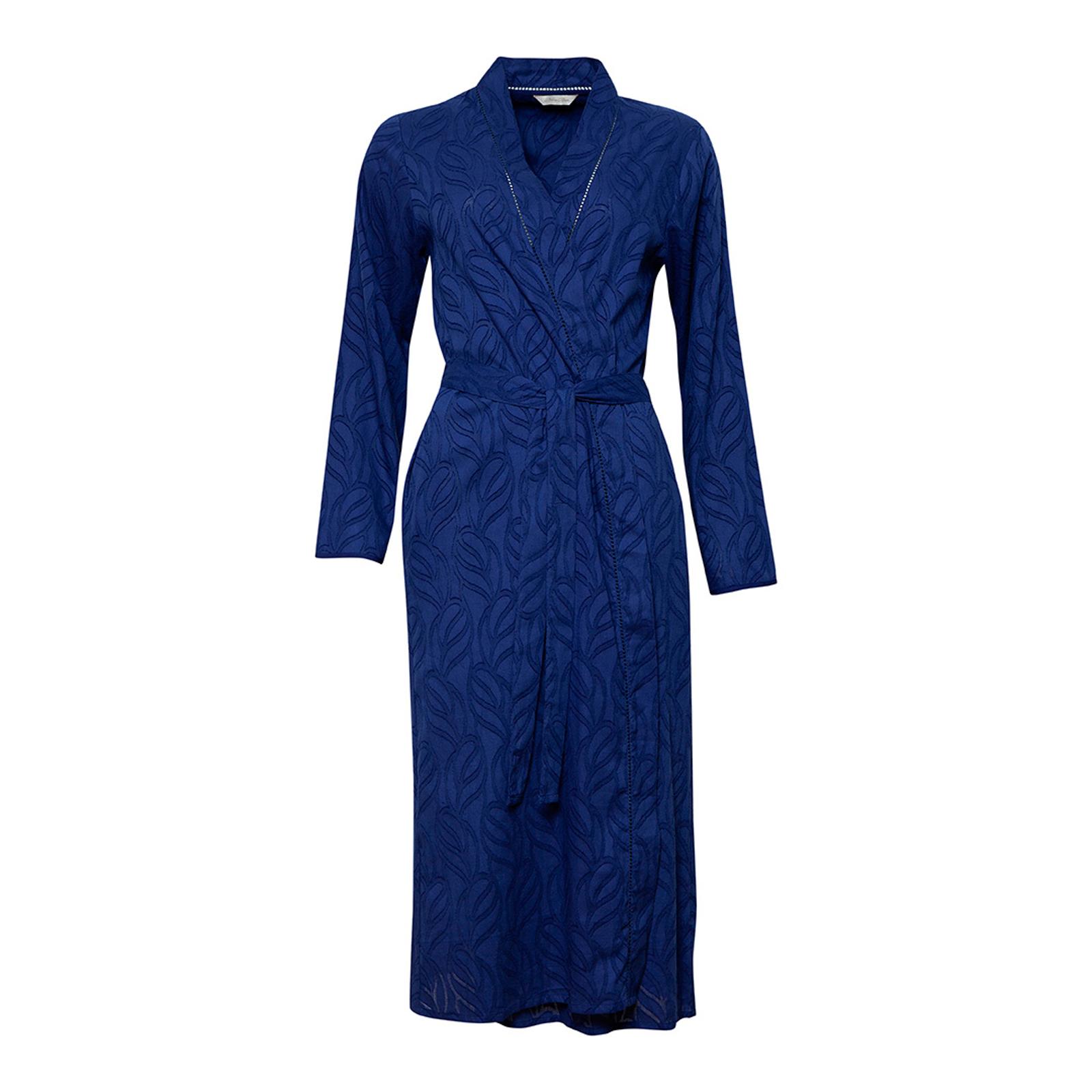 Blue Thea Woven Long Sleeve Jacquard Dobby Long Robe - BrandAlley