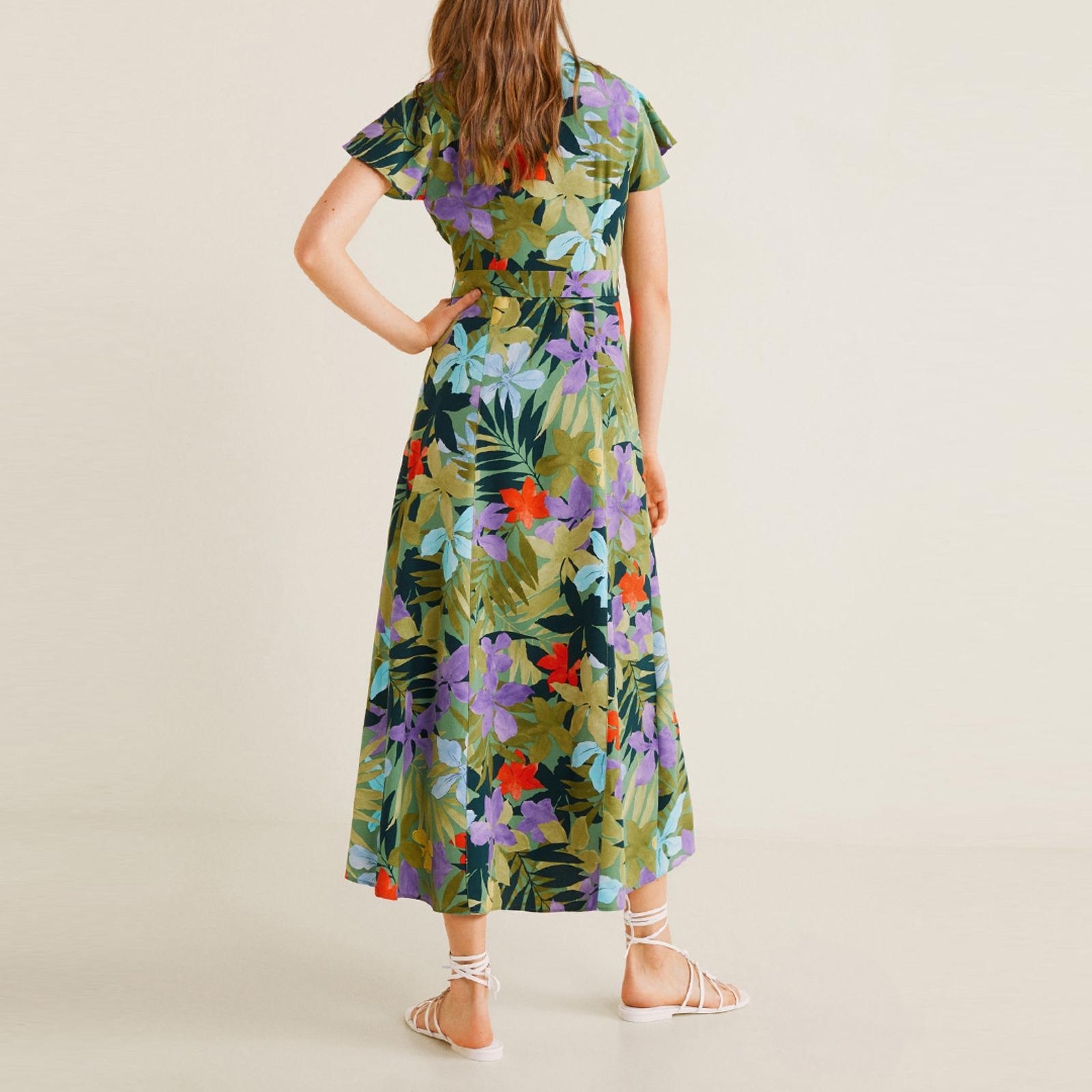 Green Crossover Tropical Dress - BrandAlley
