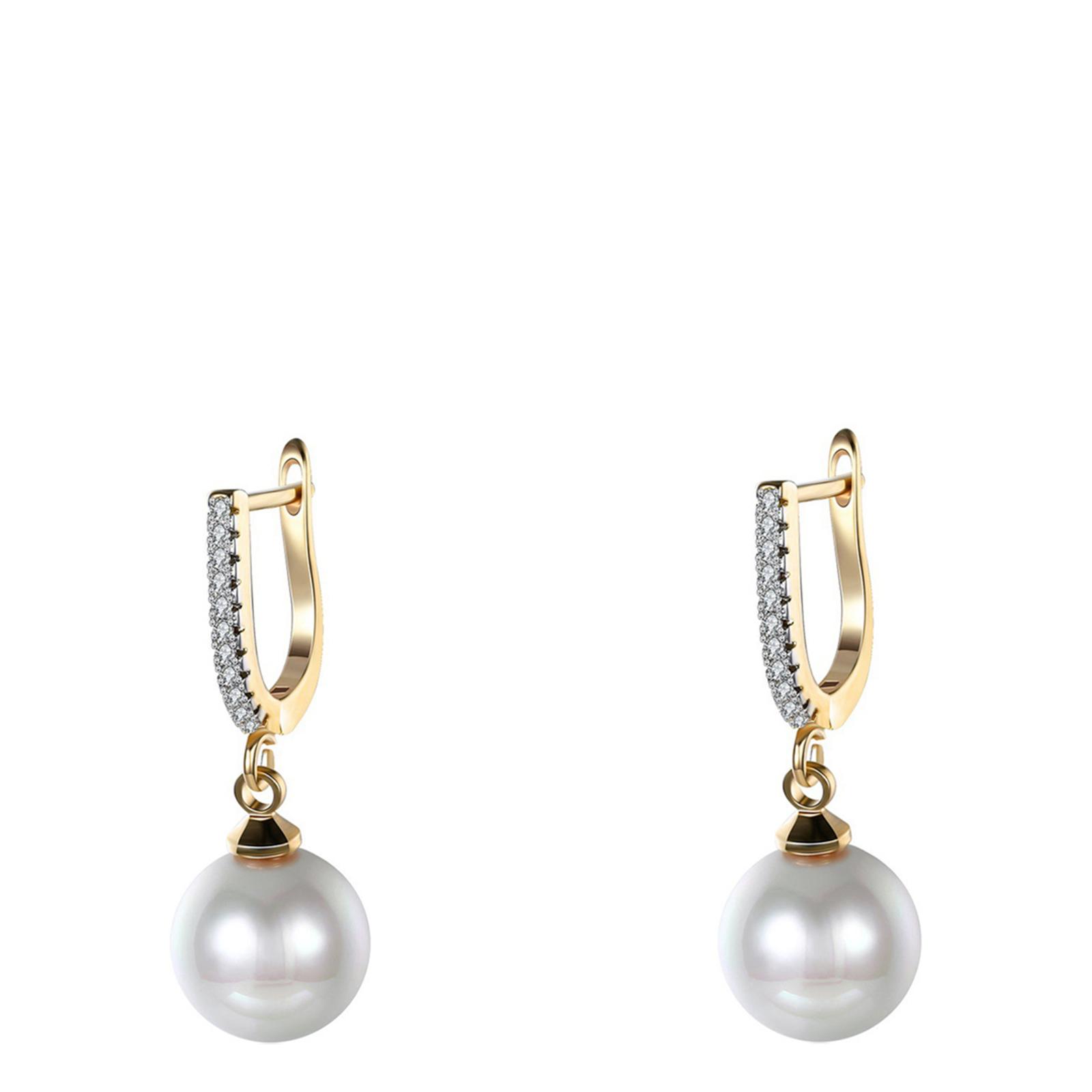 Gold Plated Pearl Drop Earrings - BrandAlley