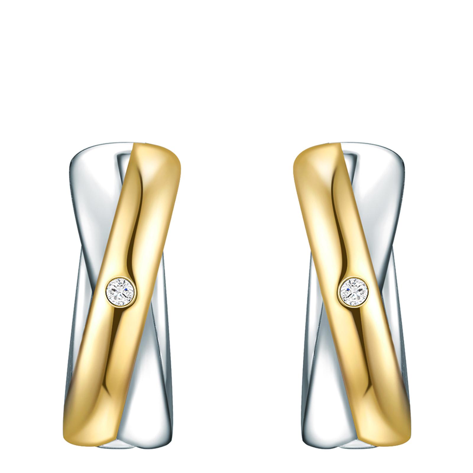Goldsilver Diamond Crossover Hoop Earrings Brandalley
