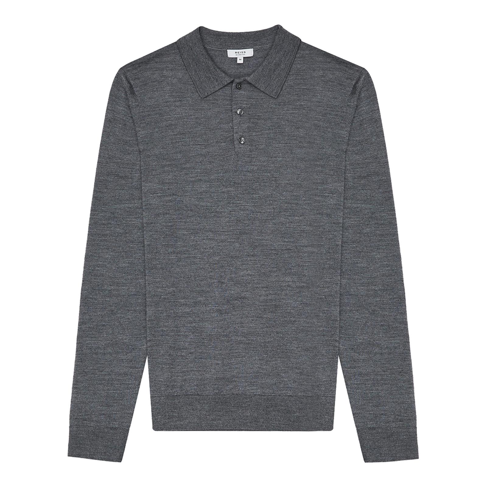 Grey Trafford Slim Merino Polo Shirt - BrandAlley