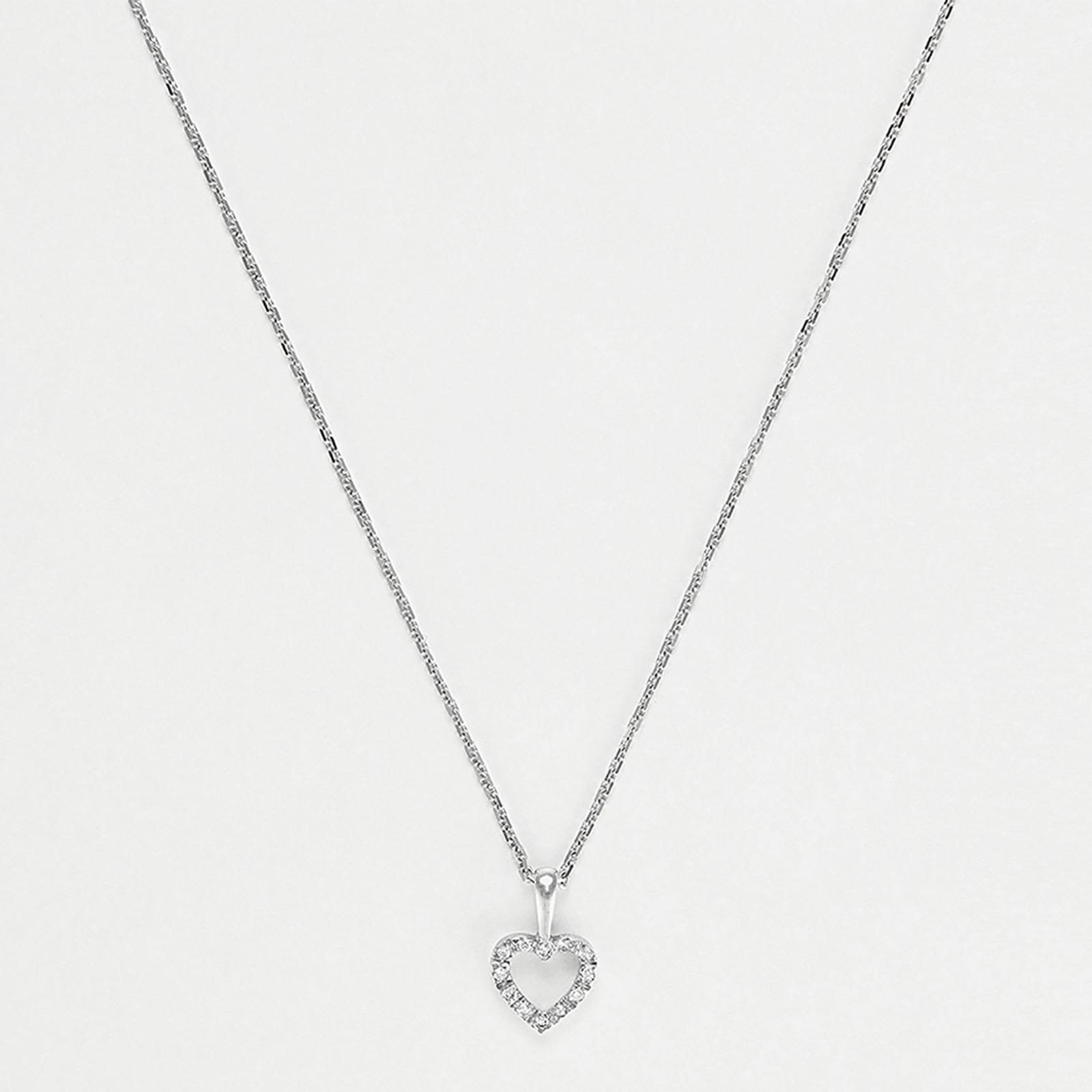 Silver Mini Heart Diamond Pendant Necklace BrandAlley