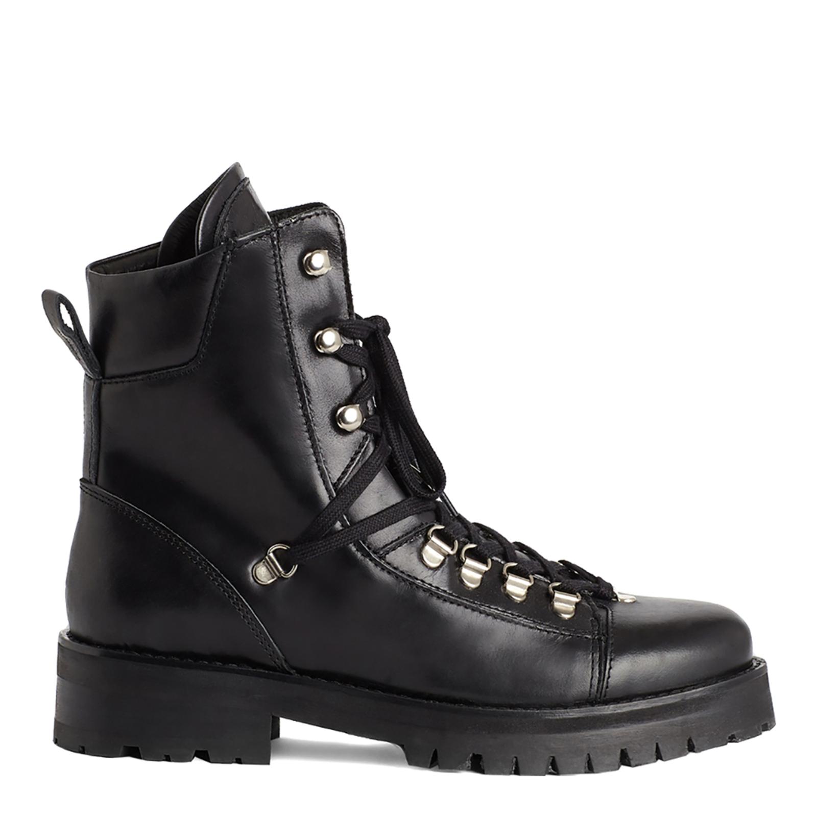 Black Leather Franka Ankle Boots - BrandAlley