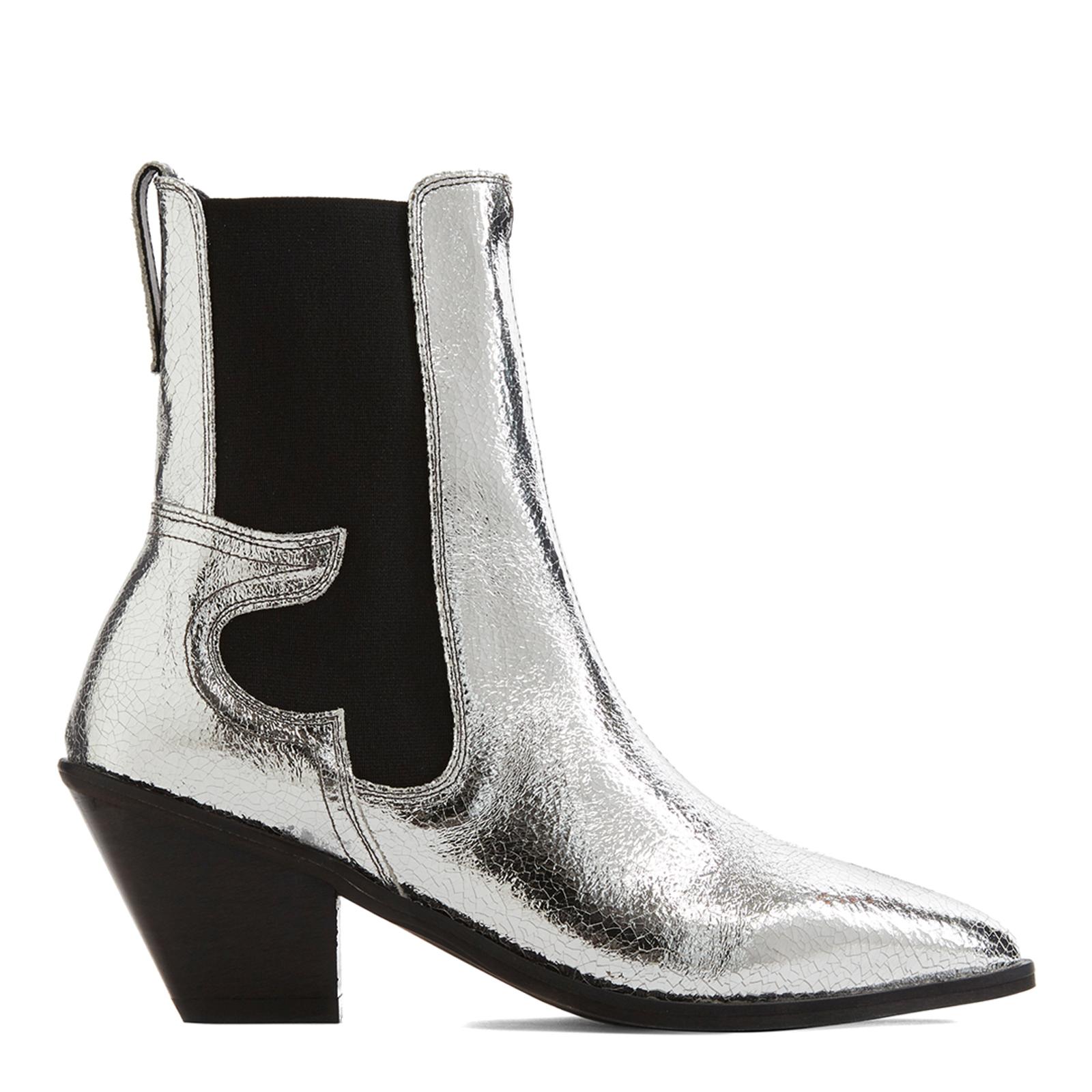 Silver Leather Sara Boots - BrandAlley