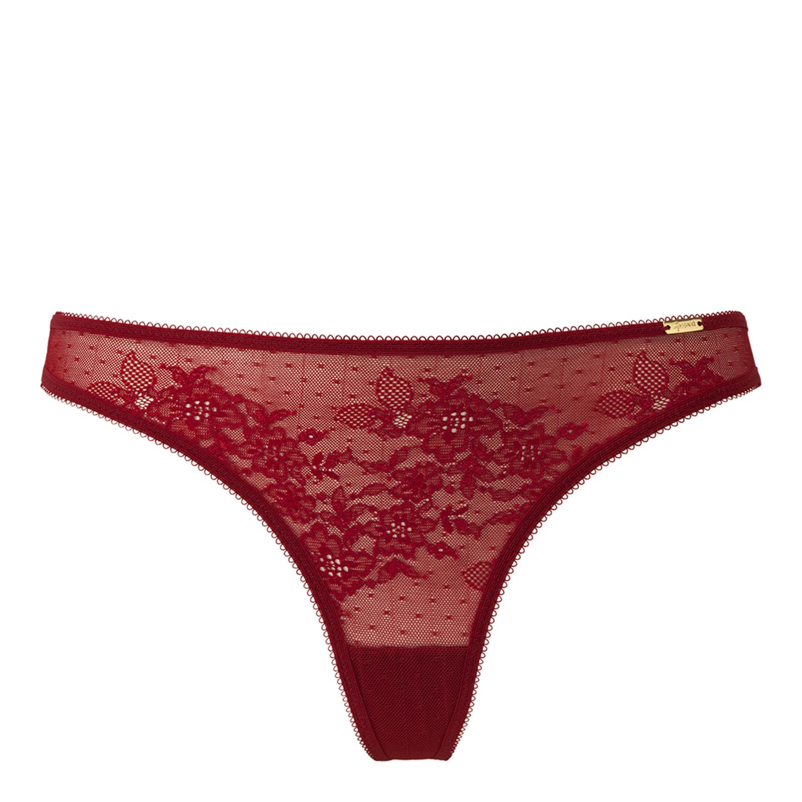 Bordeaux Glossies Lace Thong - BrandAlley