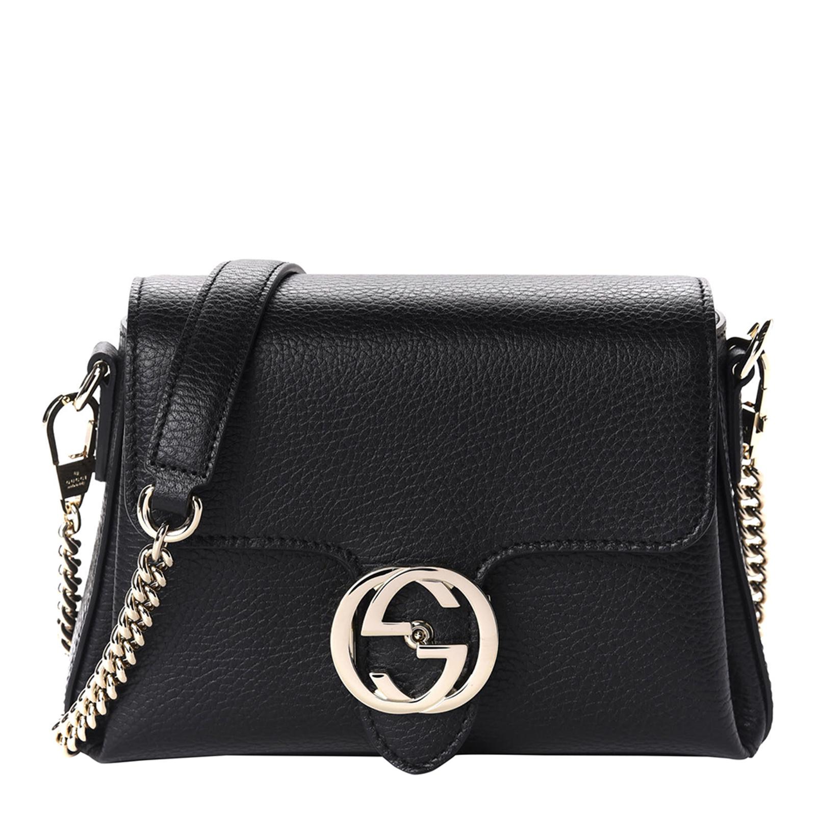 Black Gucci Interlocking Leather Crossbody Bag BrandAlley