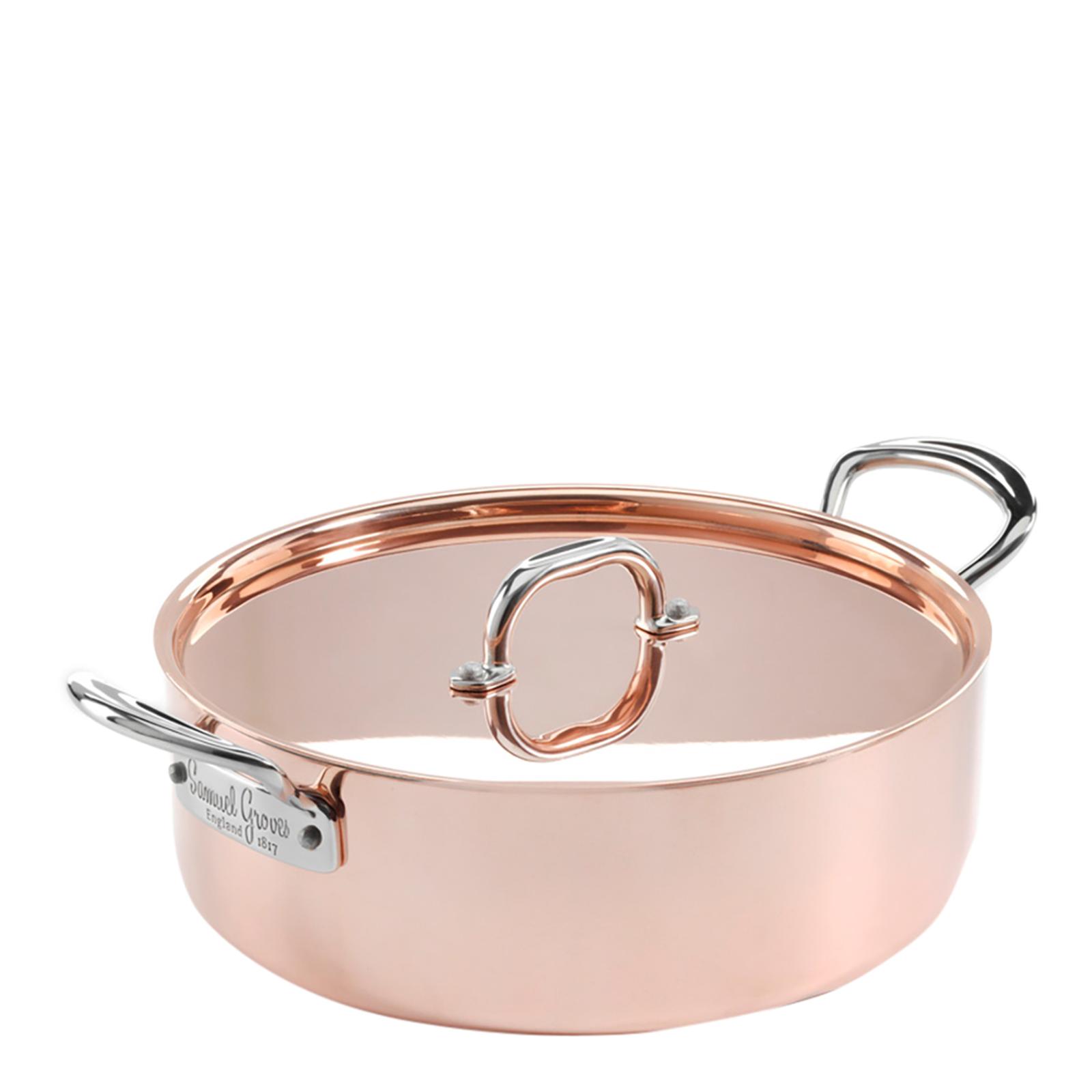 26Cm Copper Induction Saute Pan Side Handles with Lid BrandAlley