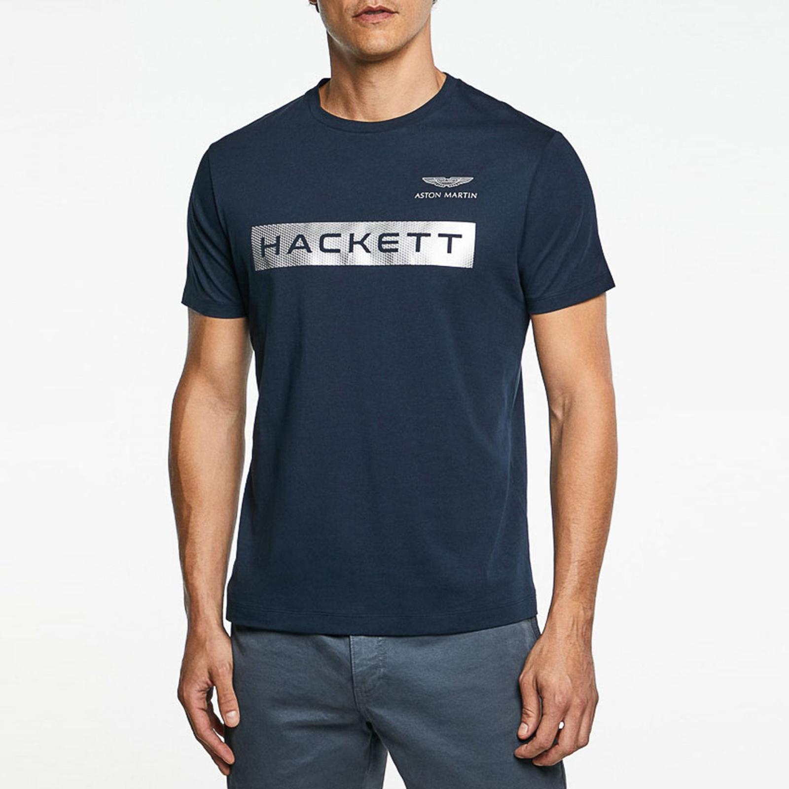 Navy AMR Logo Cotton T-Shirt - BrandAlley