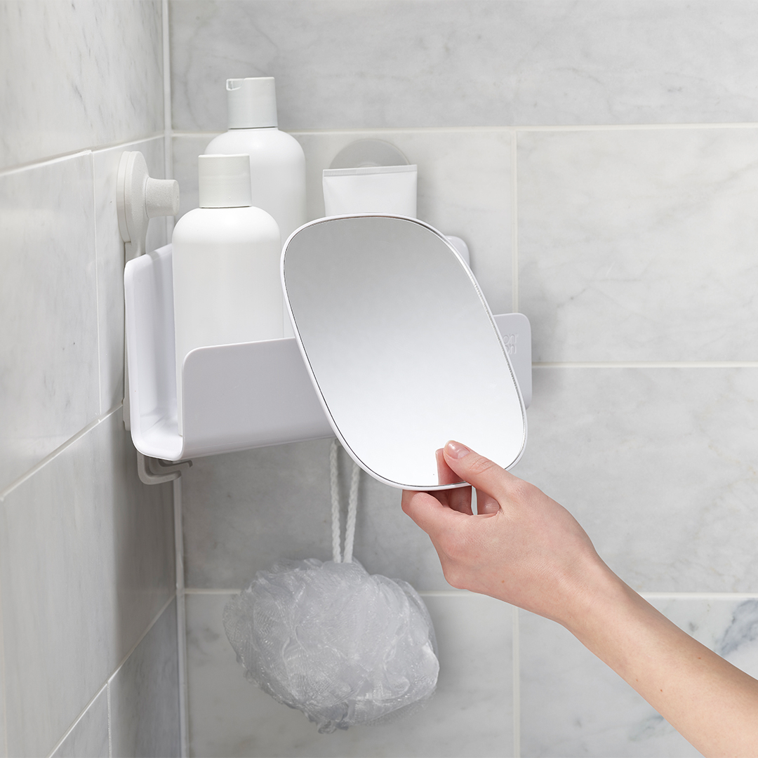 EasyStore Corner Shower Shelf with Removable Mirror, White BrandAlley