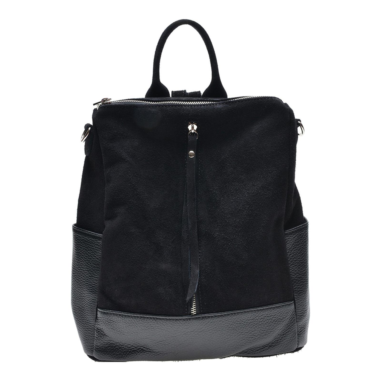 Black Leather Top Handle Backpack - BrandAlley