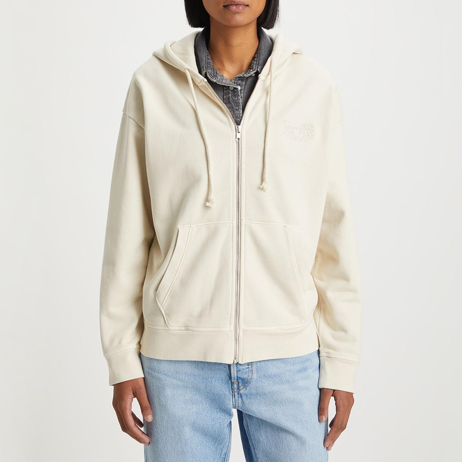 Cream Zip Up Cotton Hoodie BrandAlley