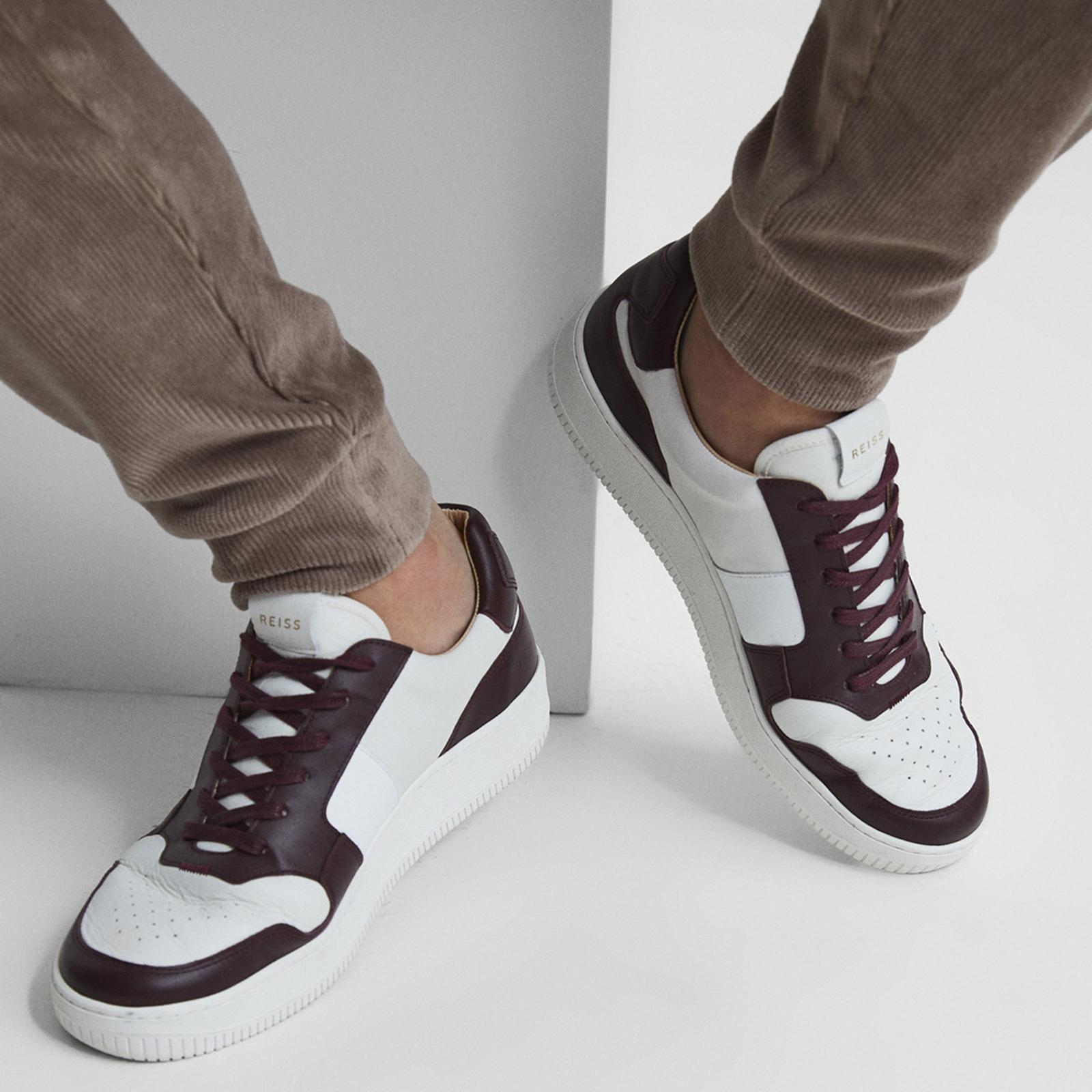 Coffee Aira Low Top Leather Trainers - BrandAlley