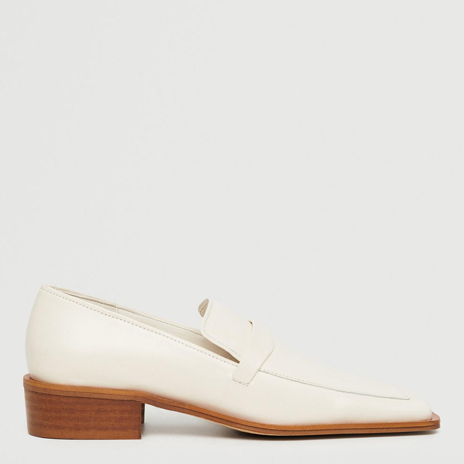 Cream Leather Pointed Loafers BrandAlley
