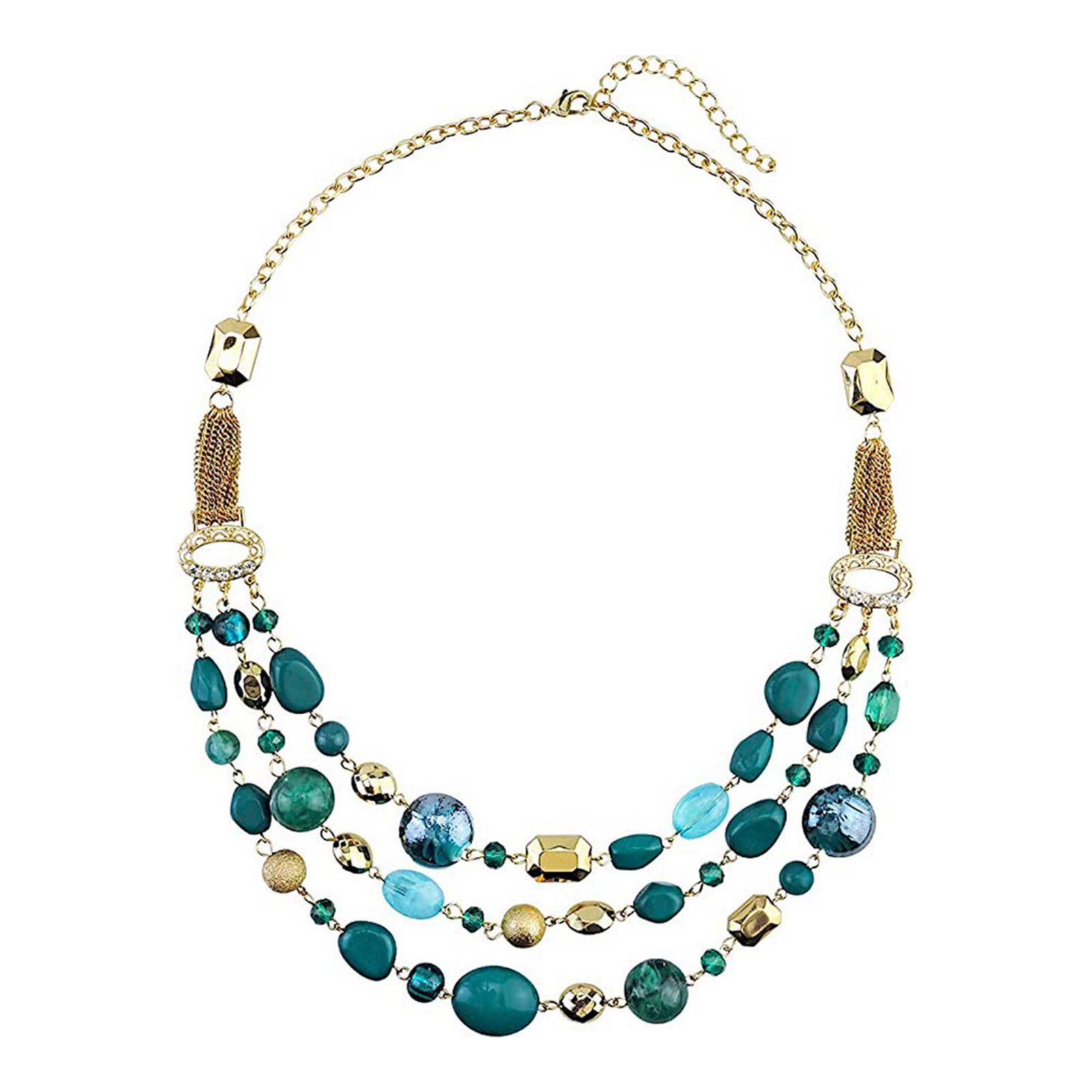 18K Gold Multi Turquoise Statement Necklace - BrandAlley