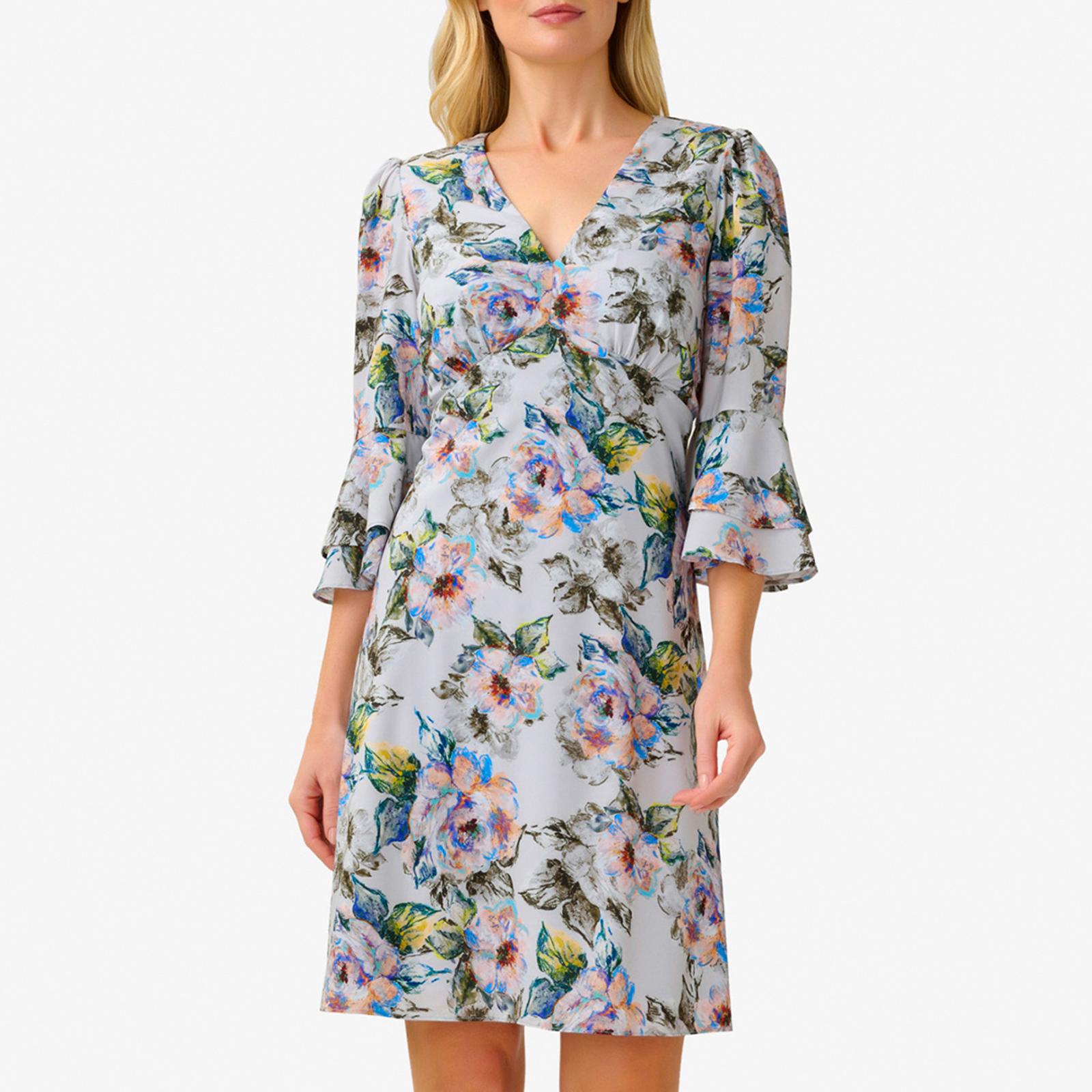 Grey Floral Chiffon Dress BrandAlley