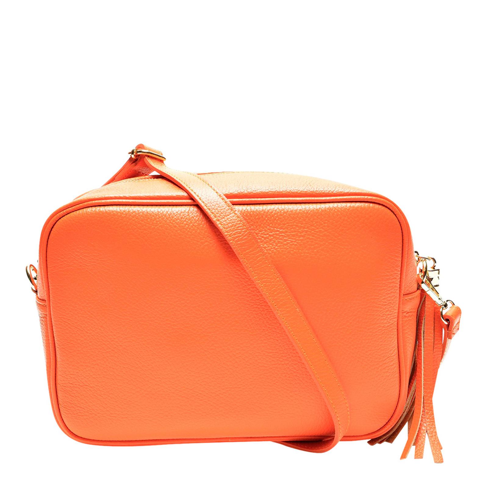 Orange Italian Leather Shoulder Bag - BrandAlley