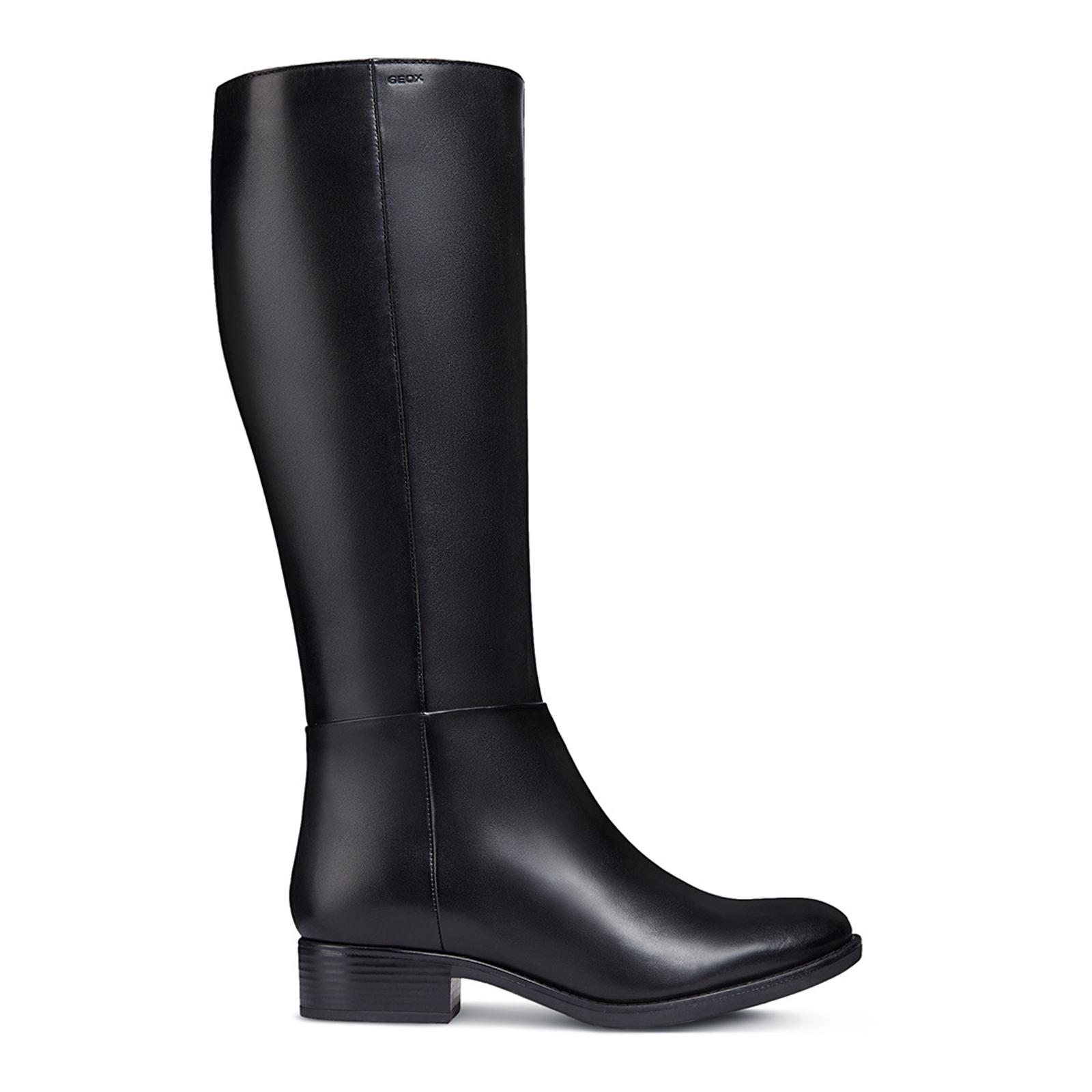 Black Felicity Leather Long Boots - BrandAlley