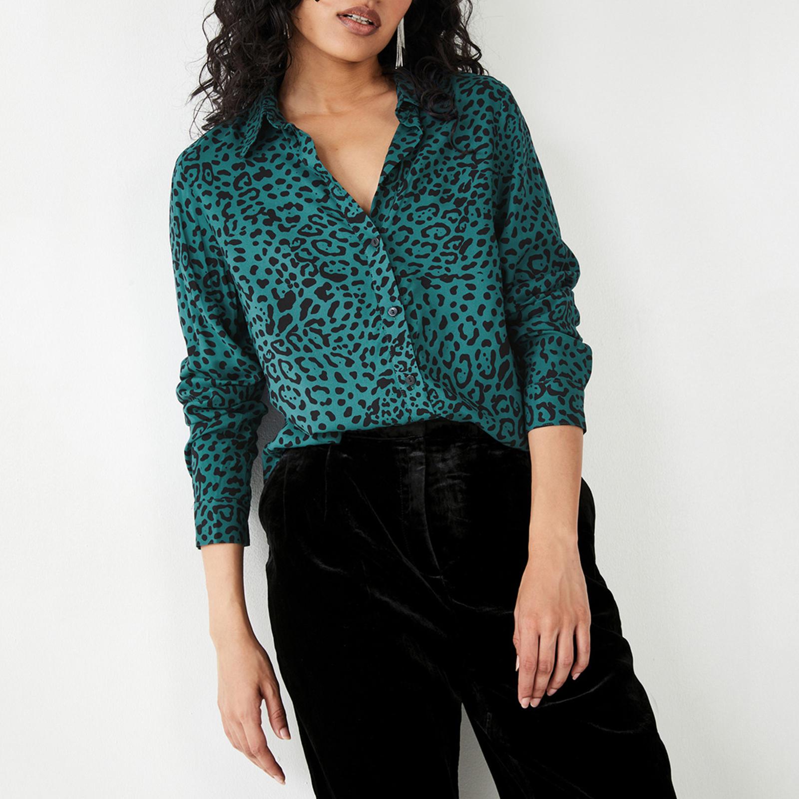 Green Rene Leopard Print Shirt - BrandAlley