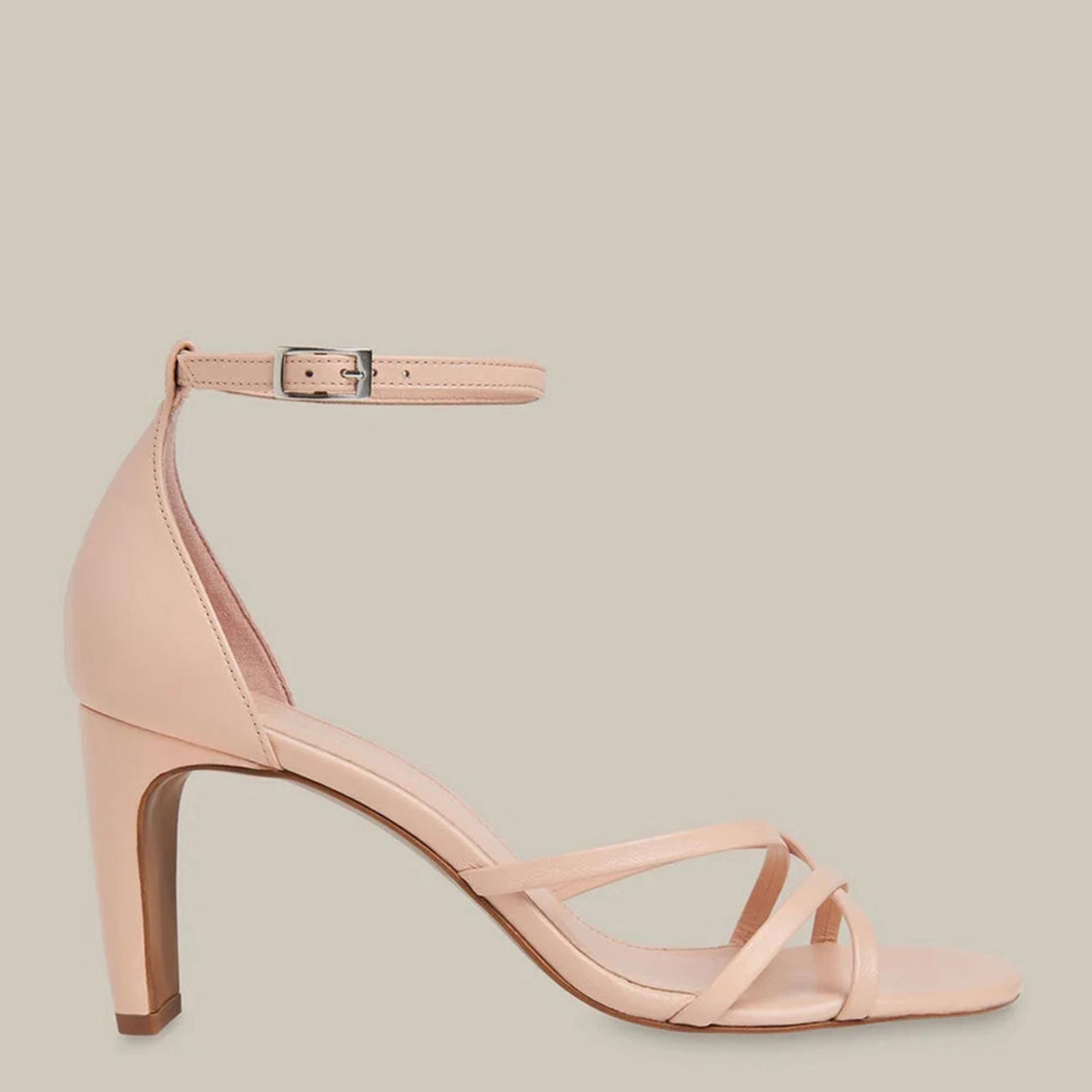 Pink Hallie Strappy Heeled Leather Sandals BrandAlley
