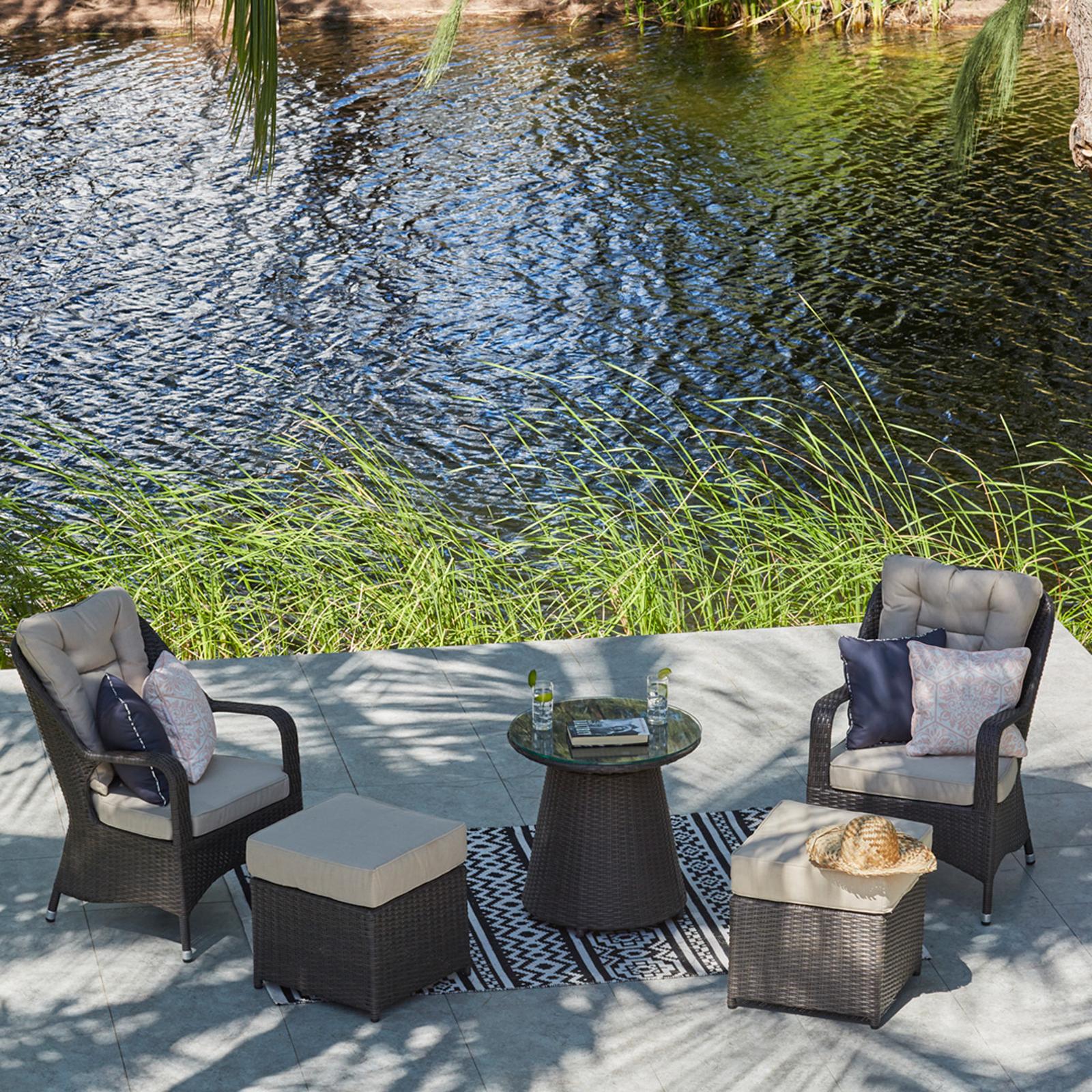 Eton Bistro Set with Footstools and Side Table, Brown BrandAlley